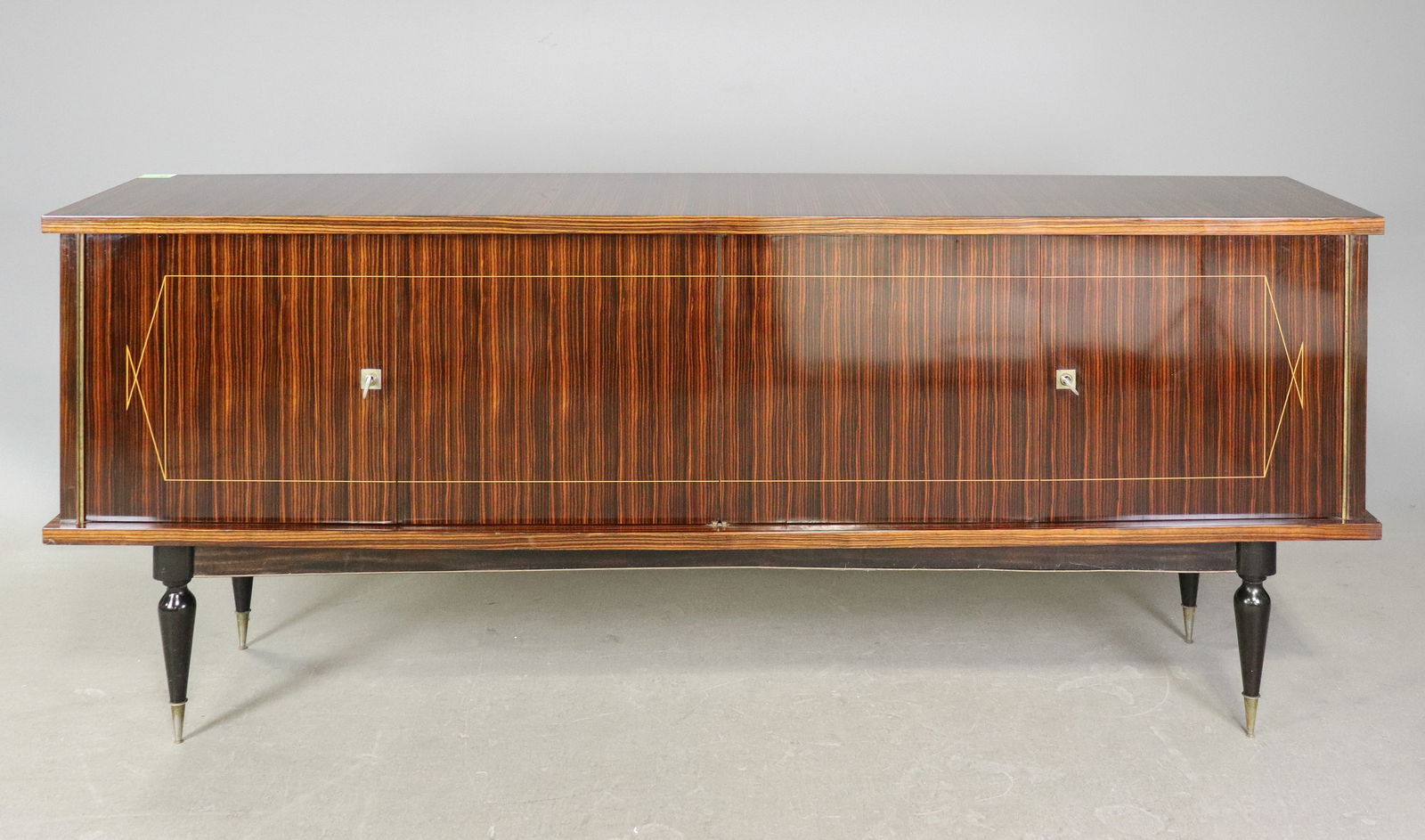 French Style Inlaid Modern Sideboard: French Style Inlaid Modern Sideboard - 38.5 in tall x 94.5 x 20.75