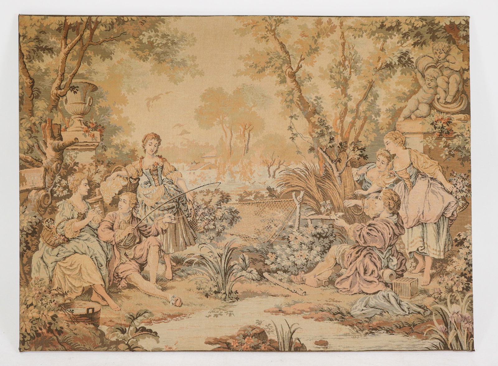 French Style Tapestry On Wooden Frame: French Style Tapestry On Wooden Frame 50.25 in tall x 67 x1