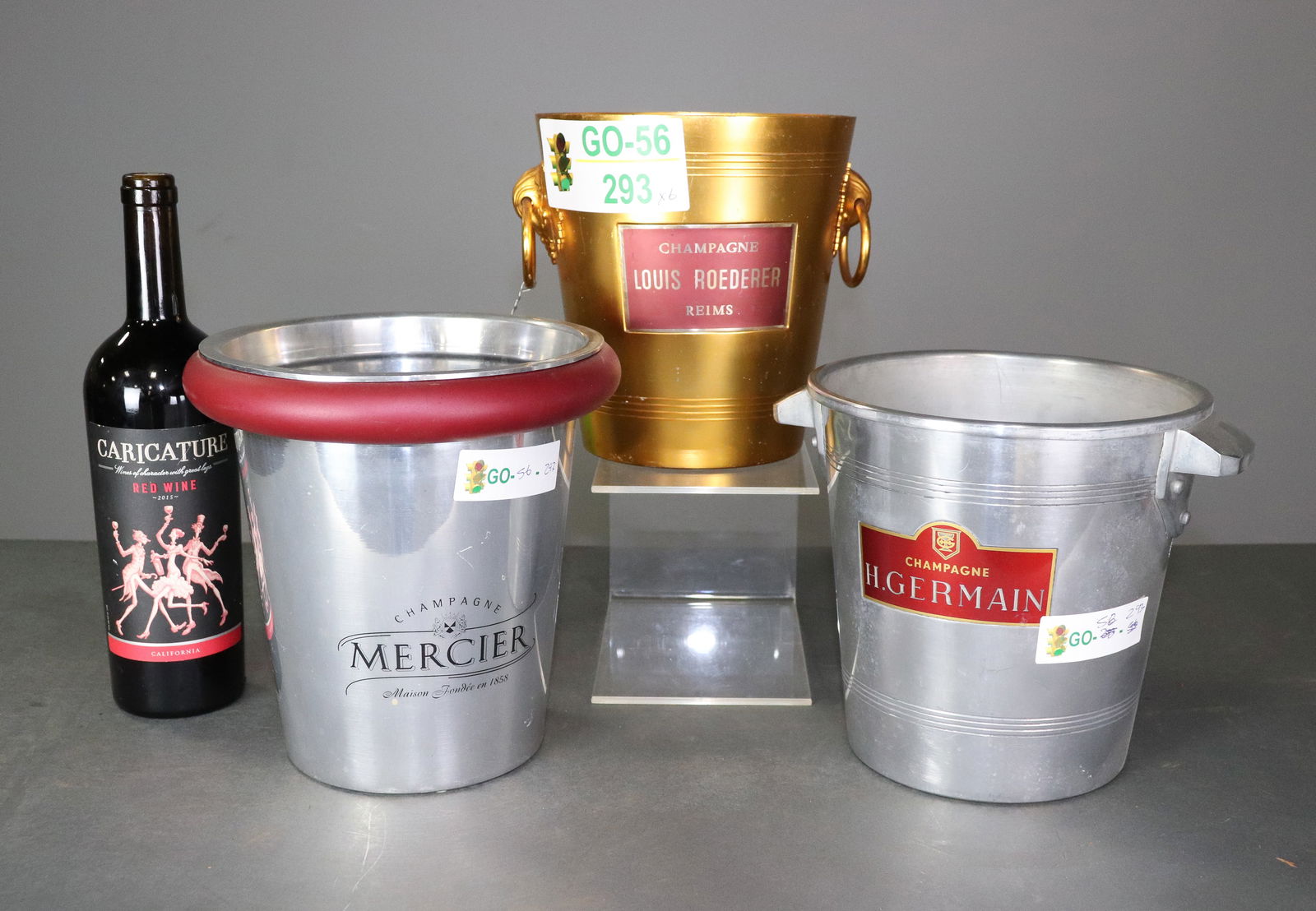 Collection of Three French Champagne Buckets #1: Collection of Three French Champagne Buckets - Largest is 8.75 in tall x 8.75