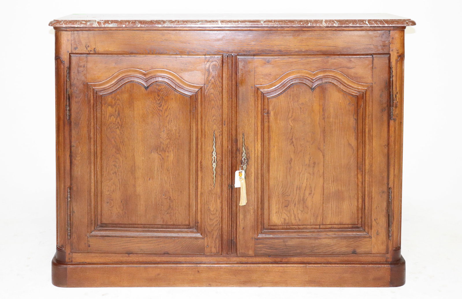 Tall French Oak Two Door Marble Top Cabinet (1 of 9)