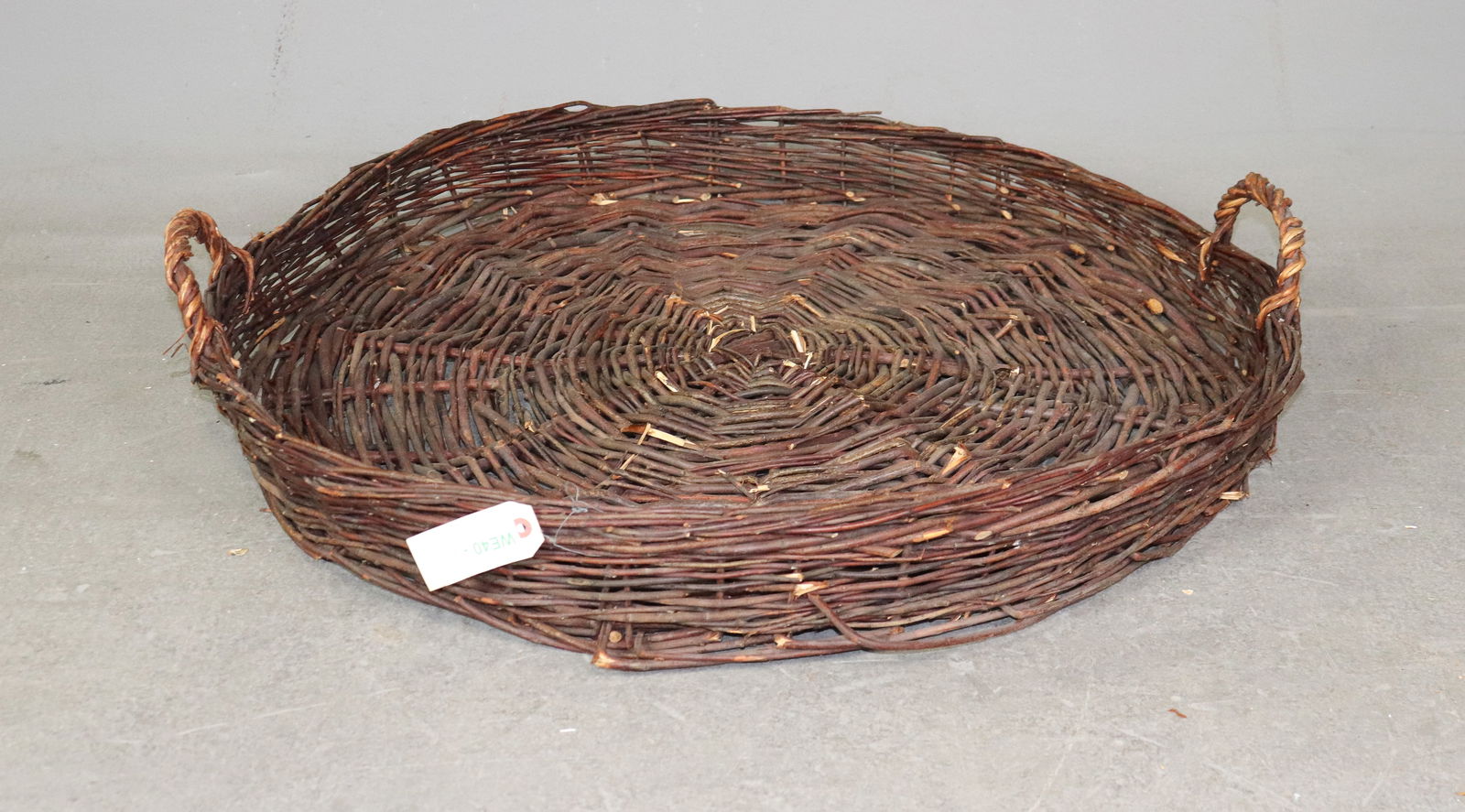 Round European Basket with Handles -: Round European Basket with Handles - 6.5 in x 34.5 x 33