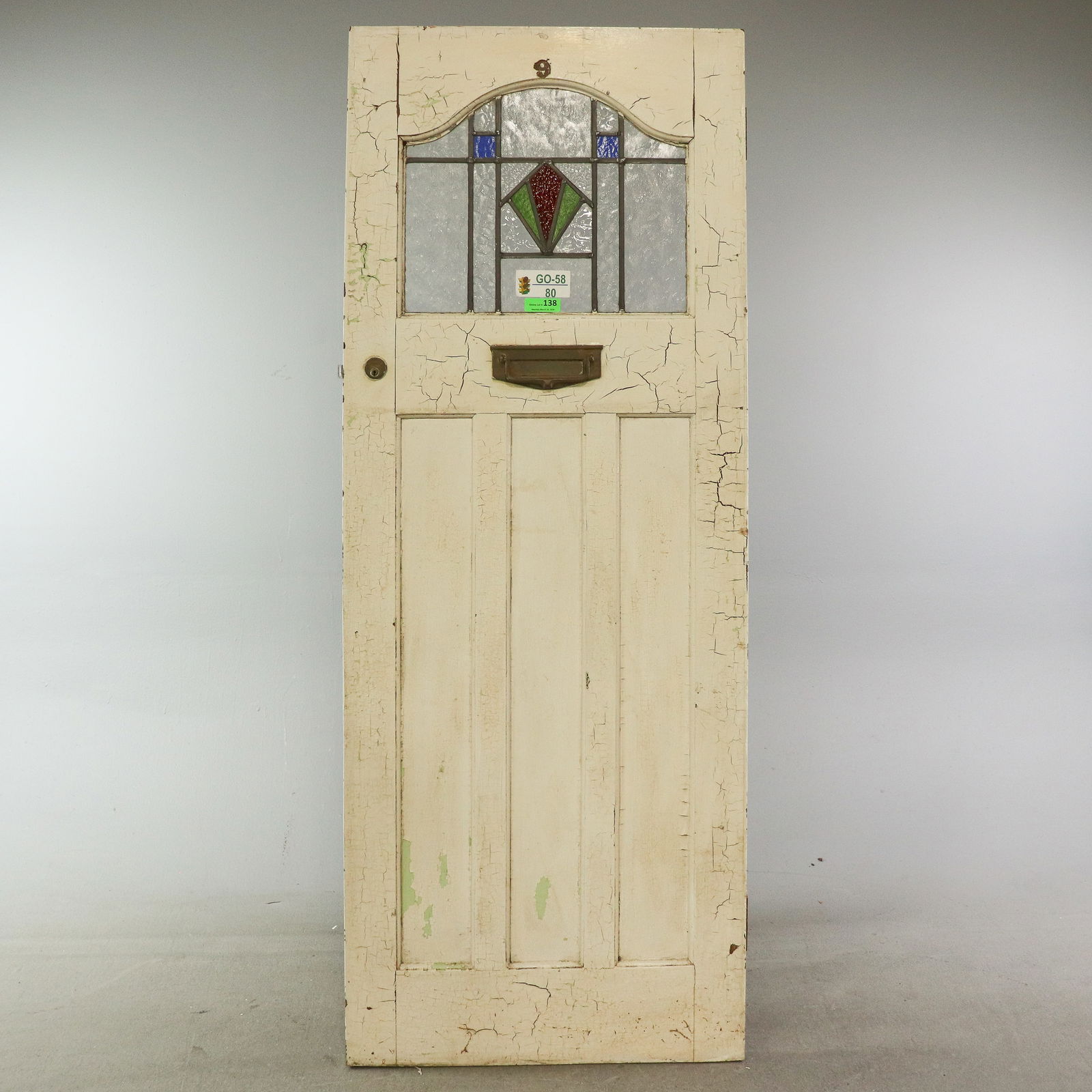 British Stained Glass Door with Mail Slot: British Stained Glass Door with Mail Slot - 77 in tall x 30 x 1.5