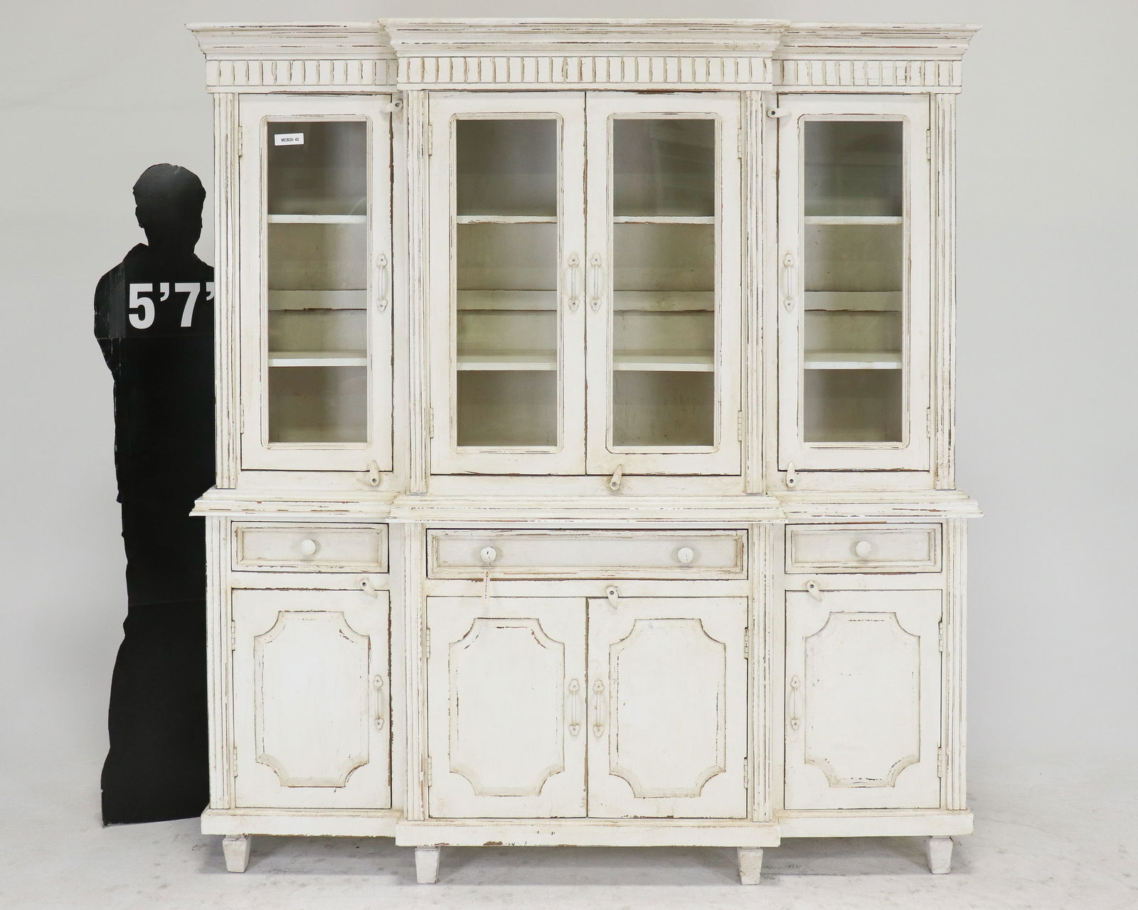 European Style Painted Cupboard / Cabinet: European Style Painted Cupboard / Cabinet - 78.5 in tall x 71.5 x 19
