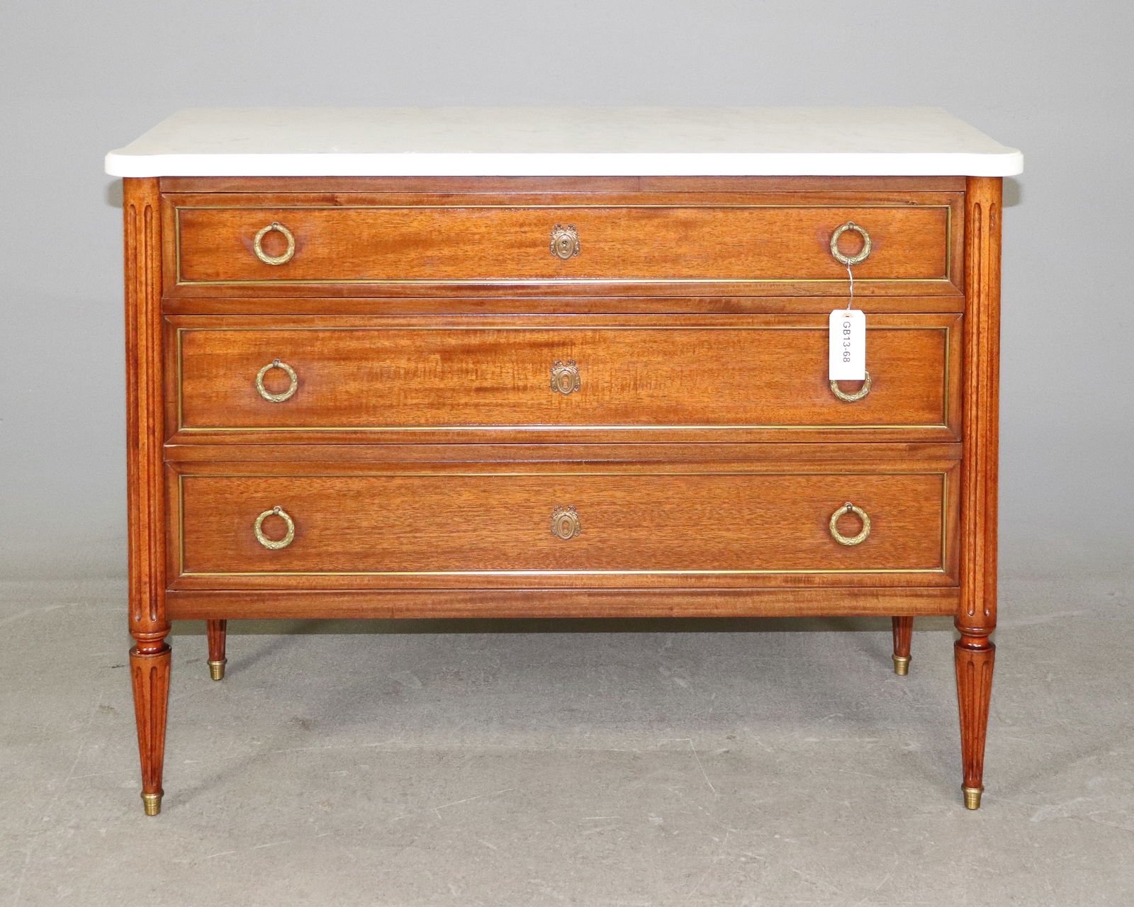 French Louis XVI Style White Marble Top Mahogany Chest (1 of 6)