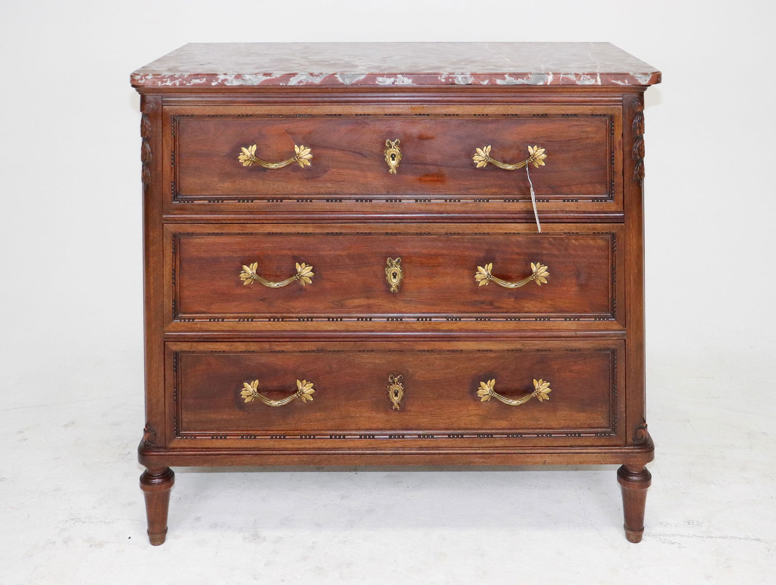 French Walnut Commode with Rouge Marble Top (1 of 5)