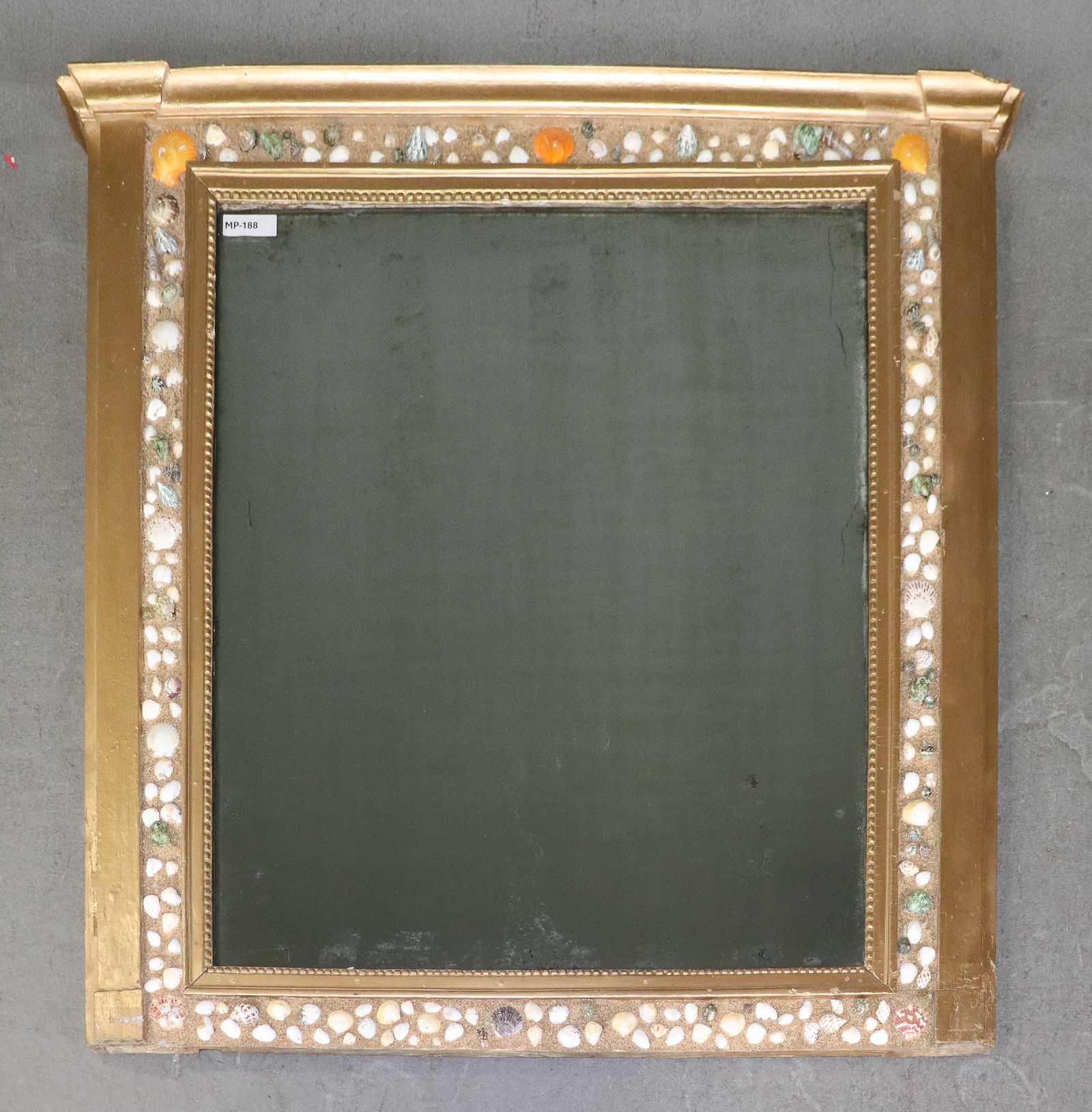 Empire Style Shell Adorned Framed Mirror: Empire Style Shell Adorned Framed Mirror - 45 in tall x 47.75 x 2.5