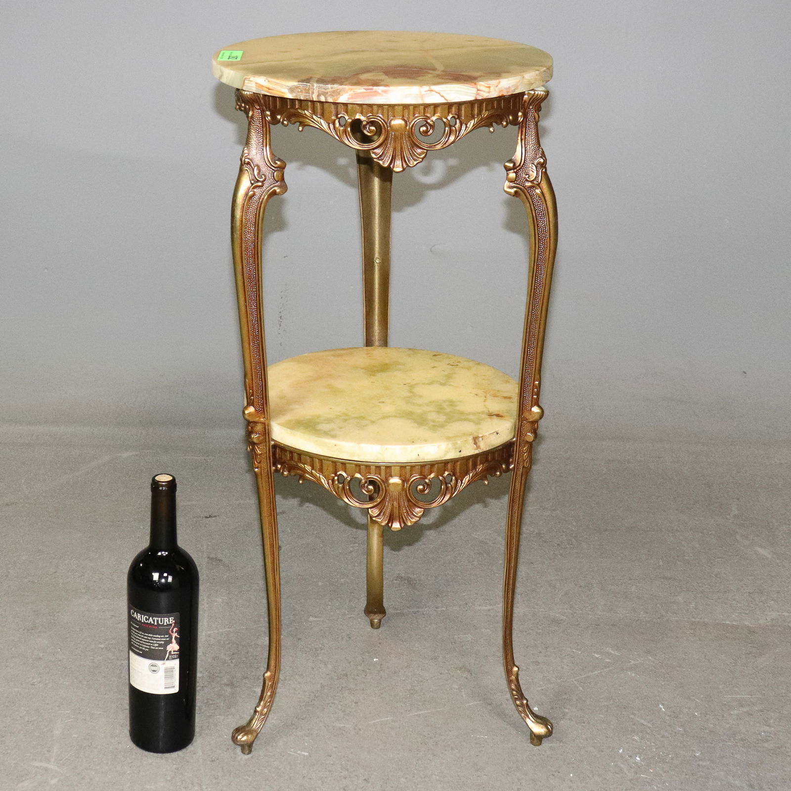 French Two Tier Onyx & Metal Stand: Two Tier European Onyx & Metal Stand - 30 in tall x 15 x 15