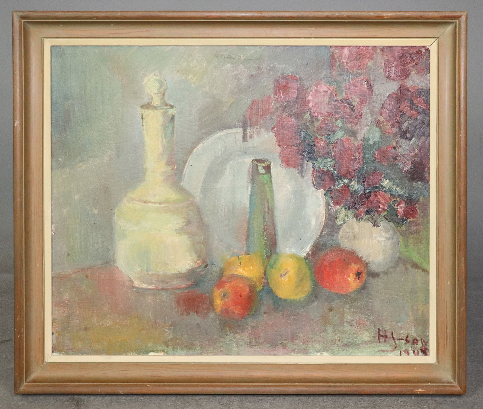 European Oil on Board - Fruit & Floral Still Life (1 of 3)