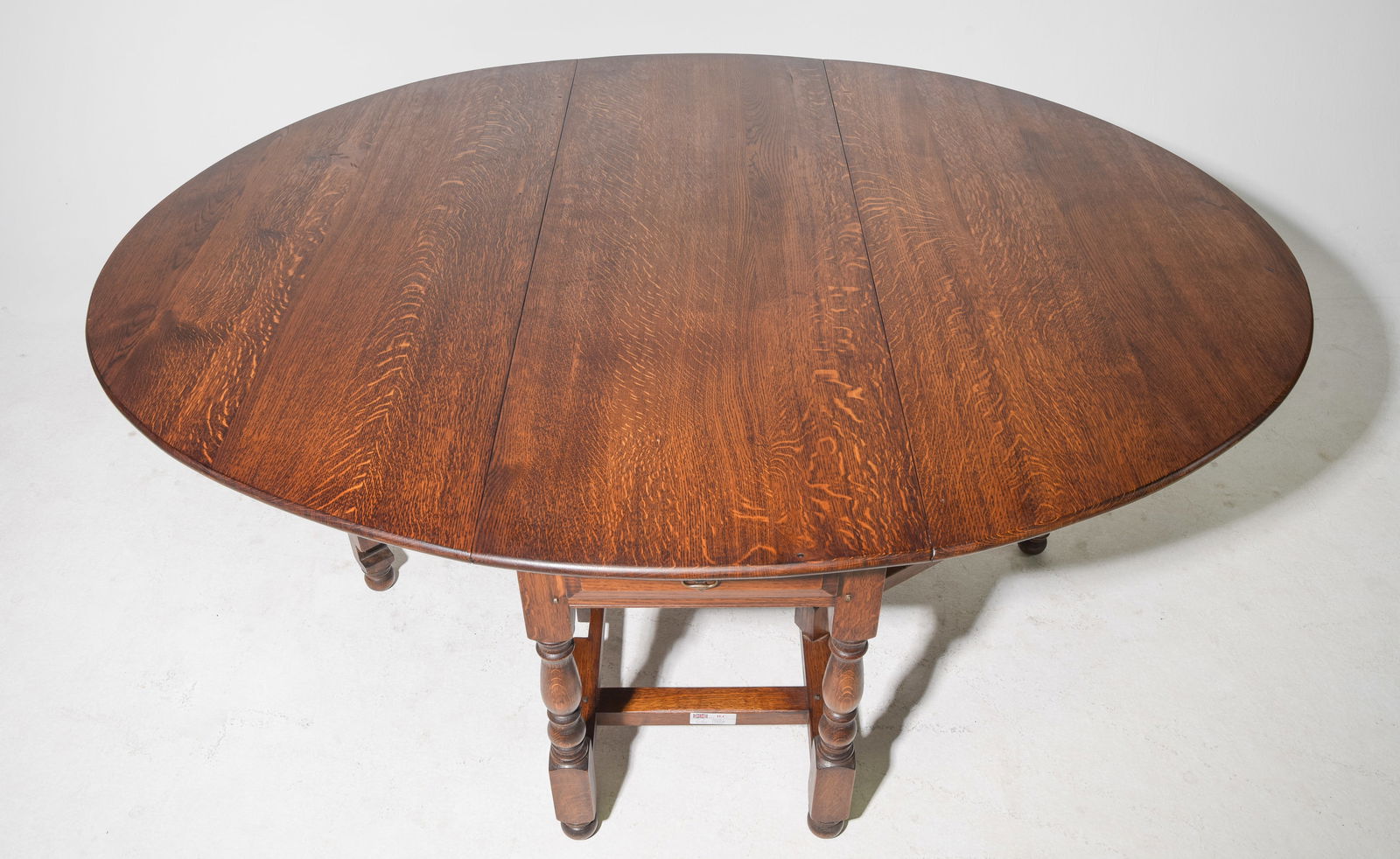 British Large Oak Drop Leaf Table with Drawer - 3