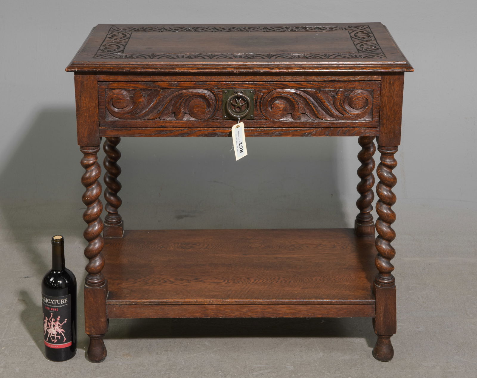 British Carved Oak Barley Twist Hall Table (1 of 5)