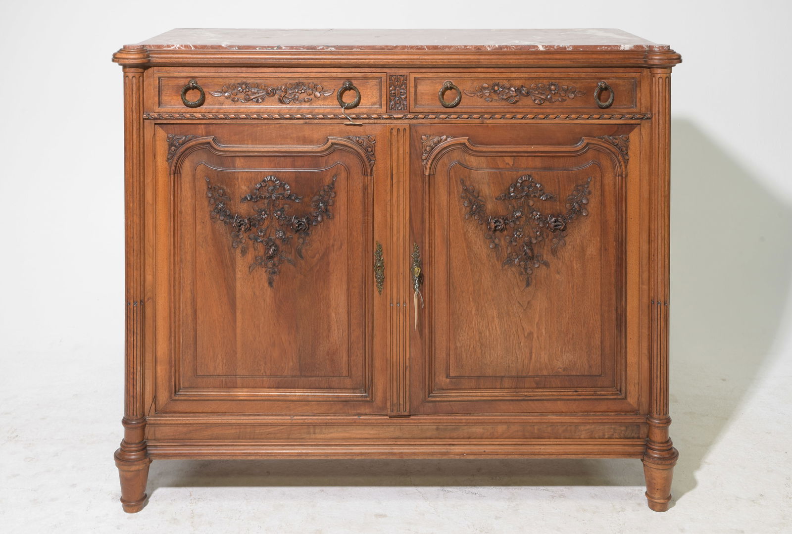 Louis XV Style Red Marble Top Buffet (1 of 6)