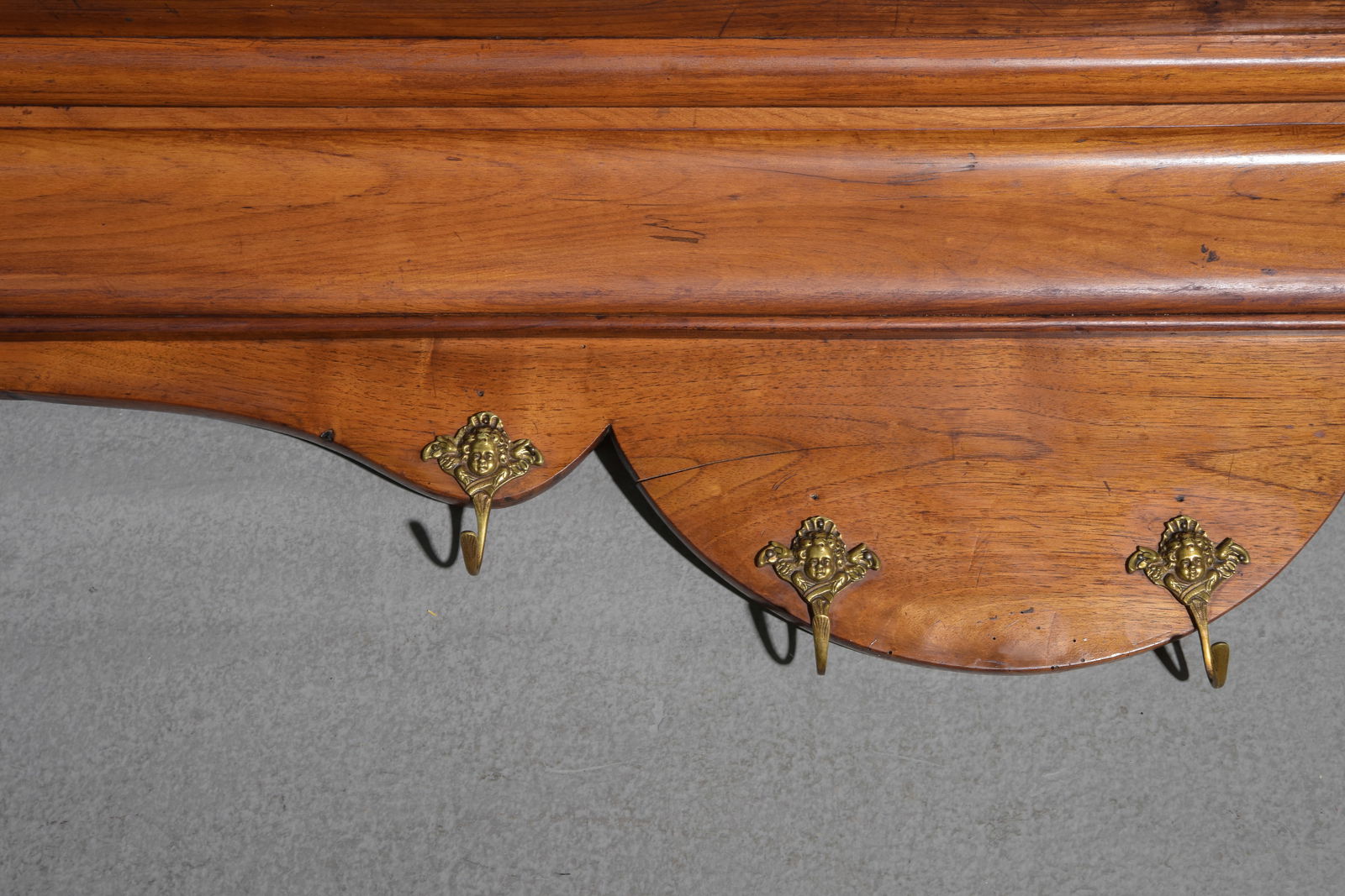 French Oak Wall Shelf / Rack with Hooks - 2