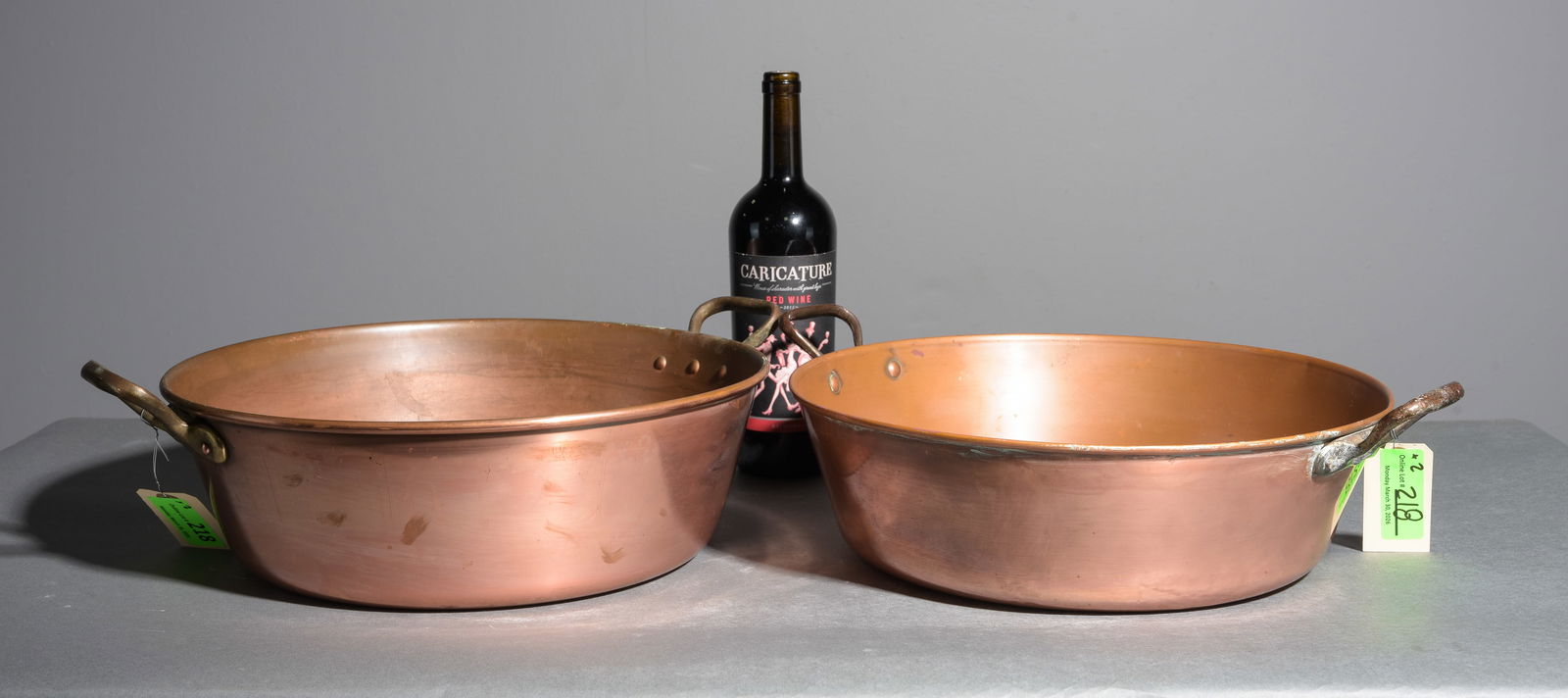 Two French Copper Jam Pans #2: Two French Copper Jam Pans - 5 in tall x 18.75 x 15 and 5.5 in tall x 18.75 x 15