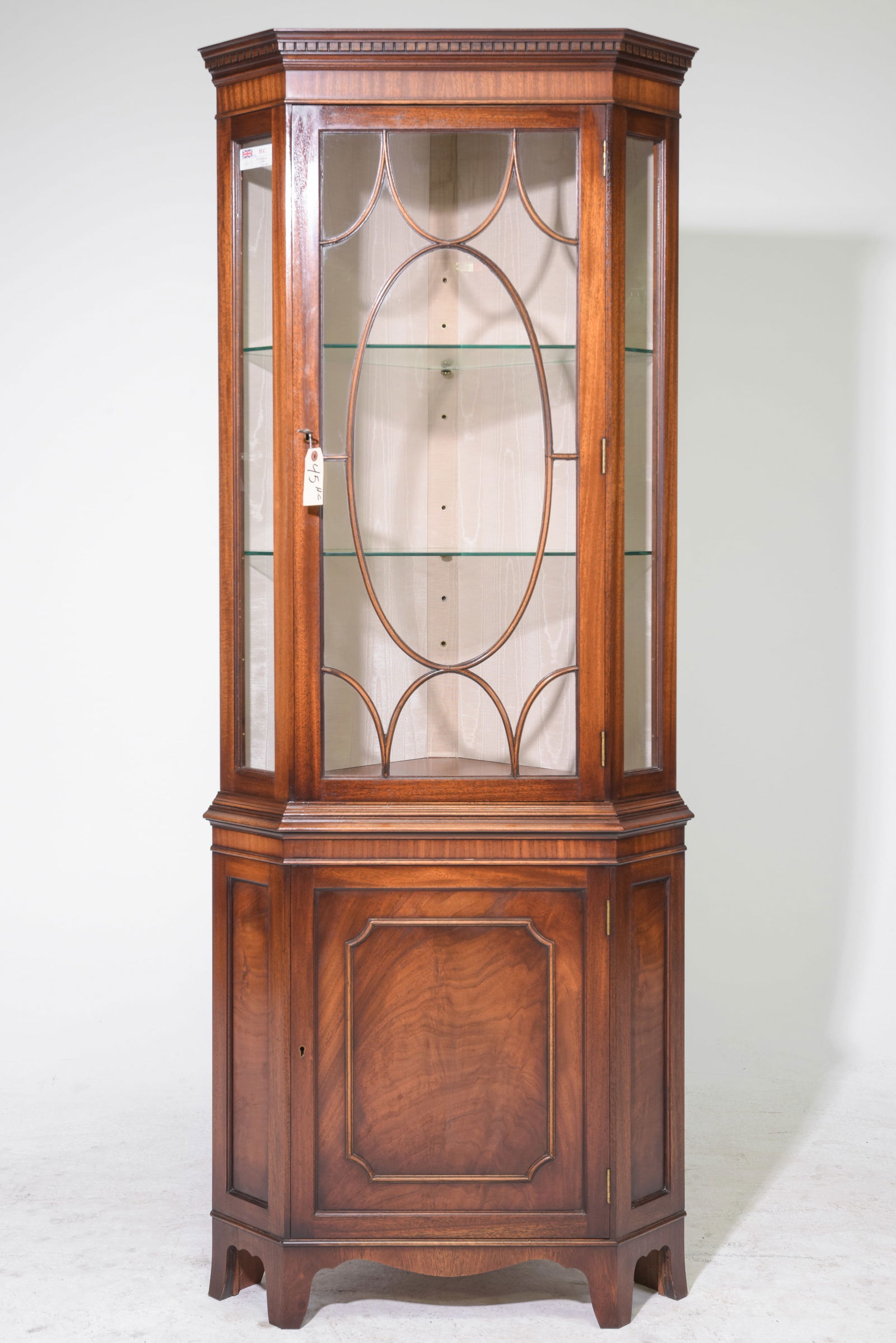 British Mahogany Corner Cabinet / Cupboard: British Mahogany Corner Cabinet / Cupboard c.1950's - 74.25 in tall x 29.5 x 20