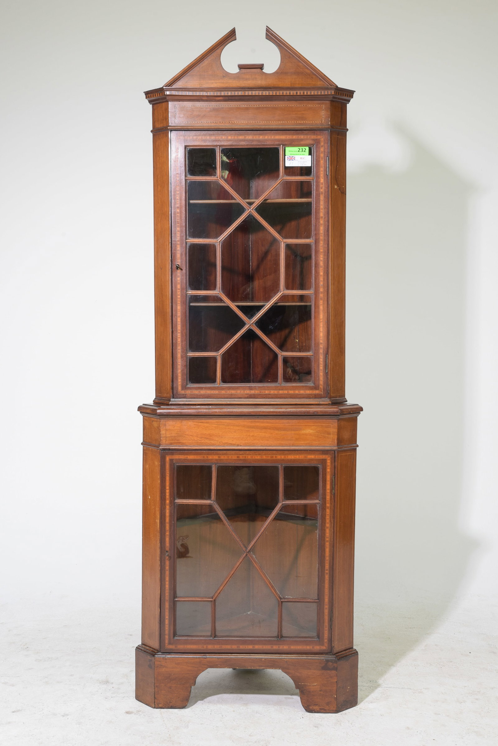 British Mahogany Corner Cabinet / Cupboard: British Mahogany Corner Cabinet / Cupboard c.1940's - 79 in tall x 27 x 18