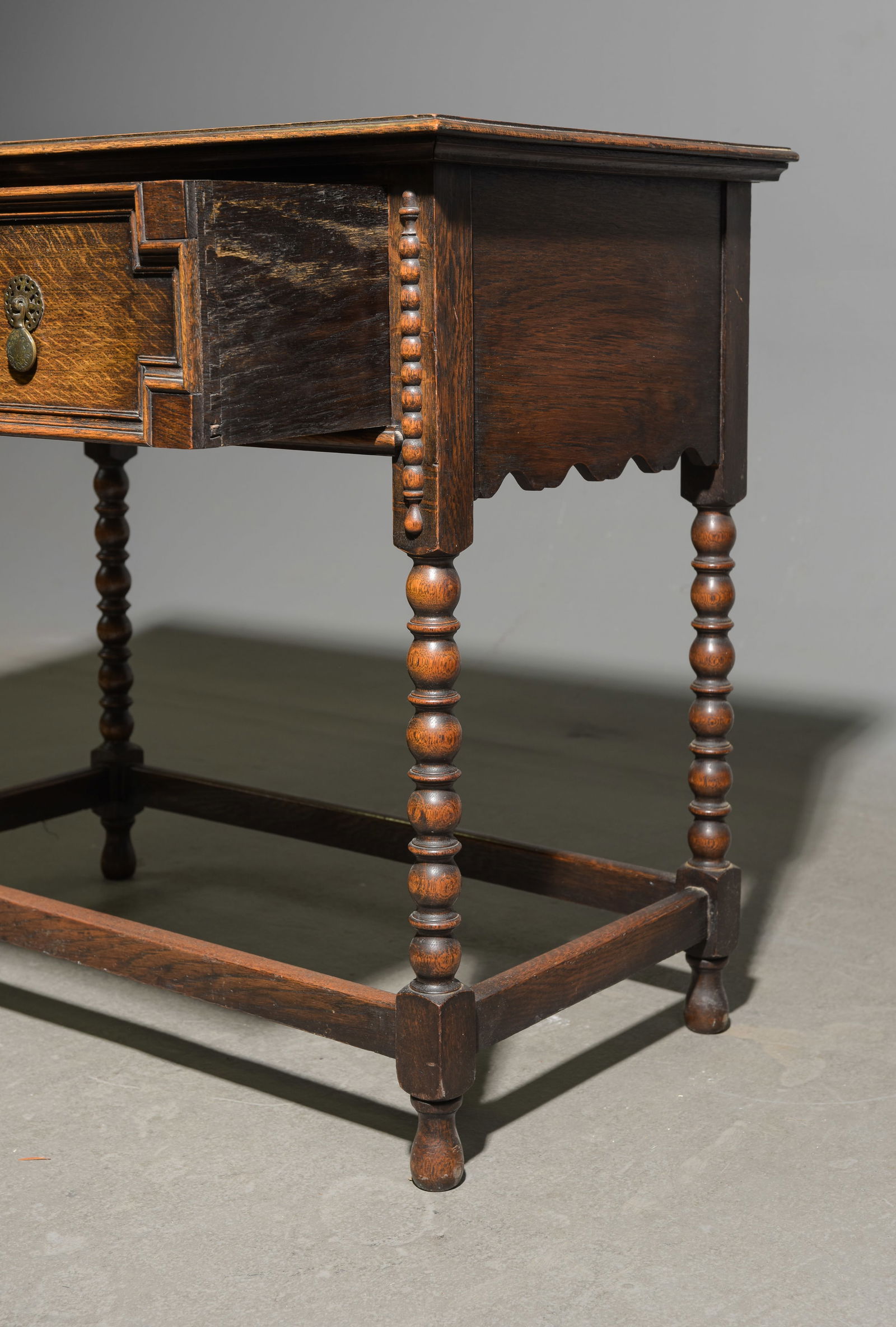 Jacobean Oak Two Drawer Hall Table - 3