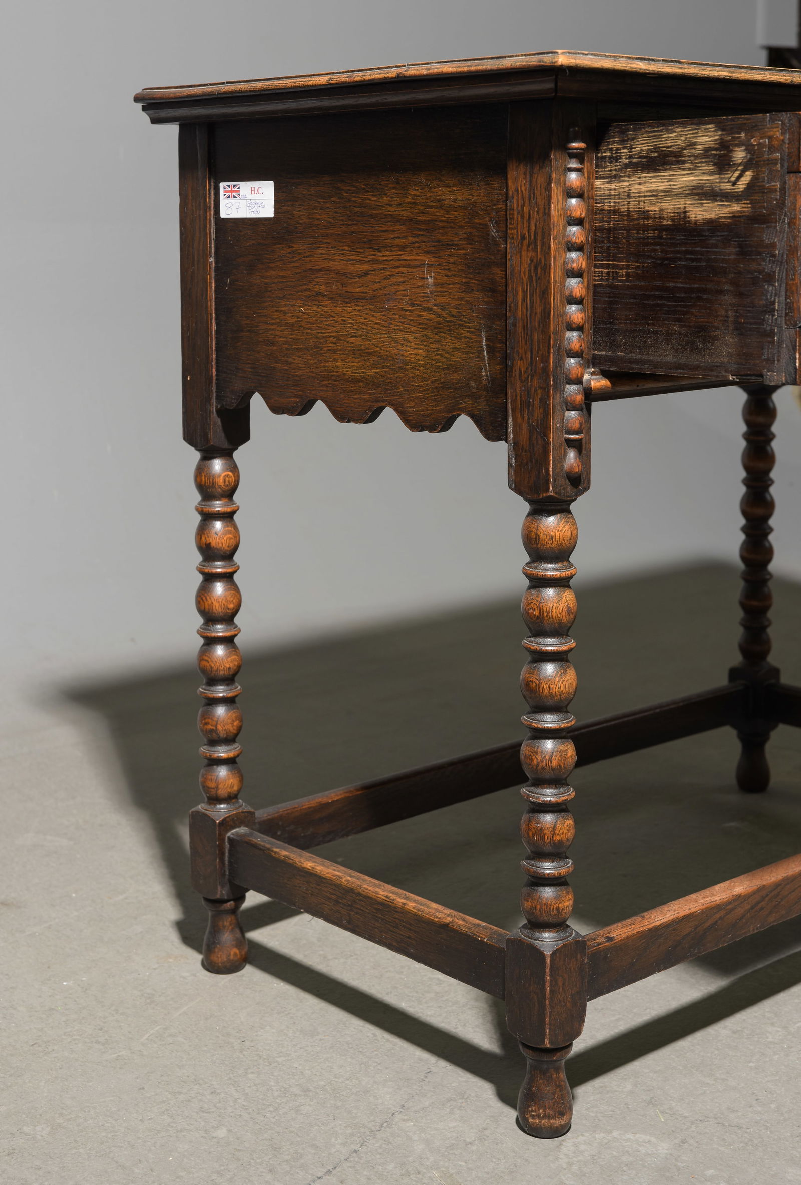 Jacobean Oak Two Drawer Hall Table - 4