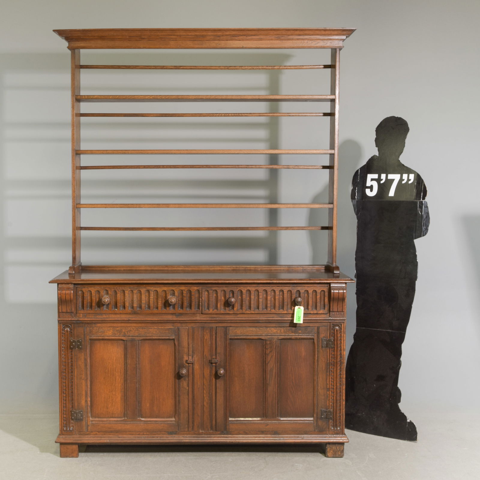 British Oak Plate Rack Dresser c.1940's-50's: British Oak Plate Rack Dresser c.1940's-50's - 81.5 in tall x 57 x 20