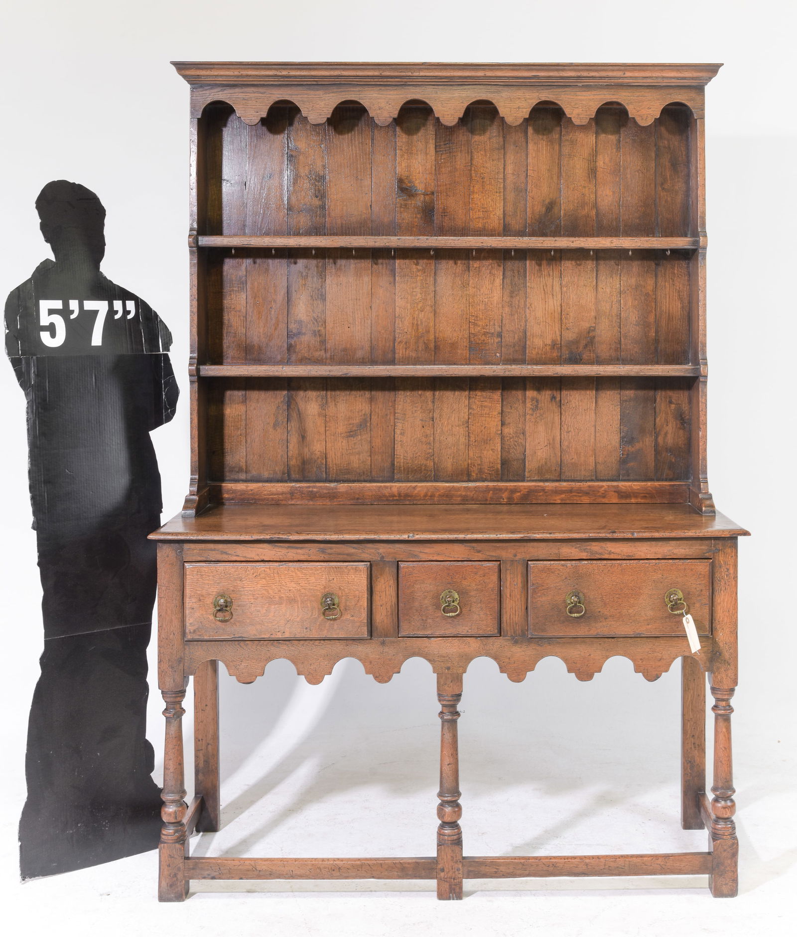 British Oak Welch / Plate Rack Dresser c.1930's: British Oak Welch / Plate Rack Dresser c.1930's-40's - 77 in tall x 54 x 18