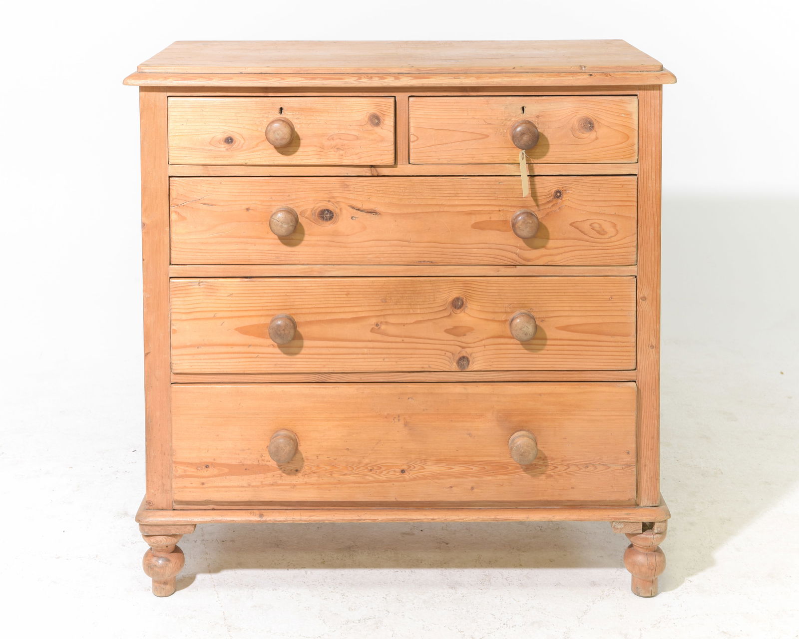 British Pine Five Drawer Chest c.1920's-30's: British Pine Five Drawer Chest c.1920's-30's - 38.25 in tall x 39 x 18