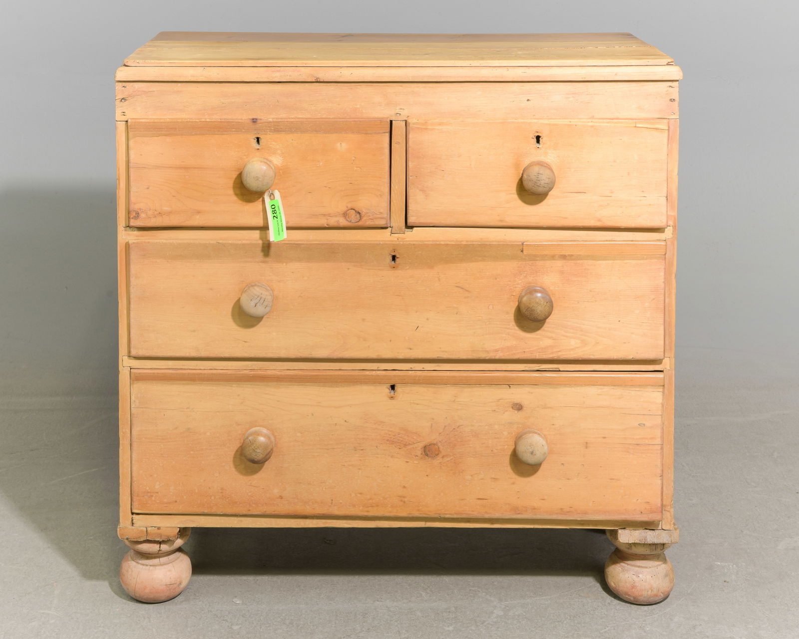 British Pine Four Drawer Chest c.1920's-30's: British Pine Four Drawer Chest c.1920's-30's - 37 in tall x 36 x 19
