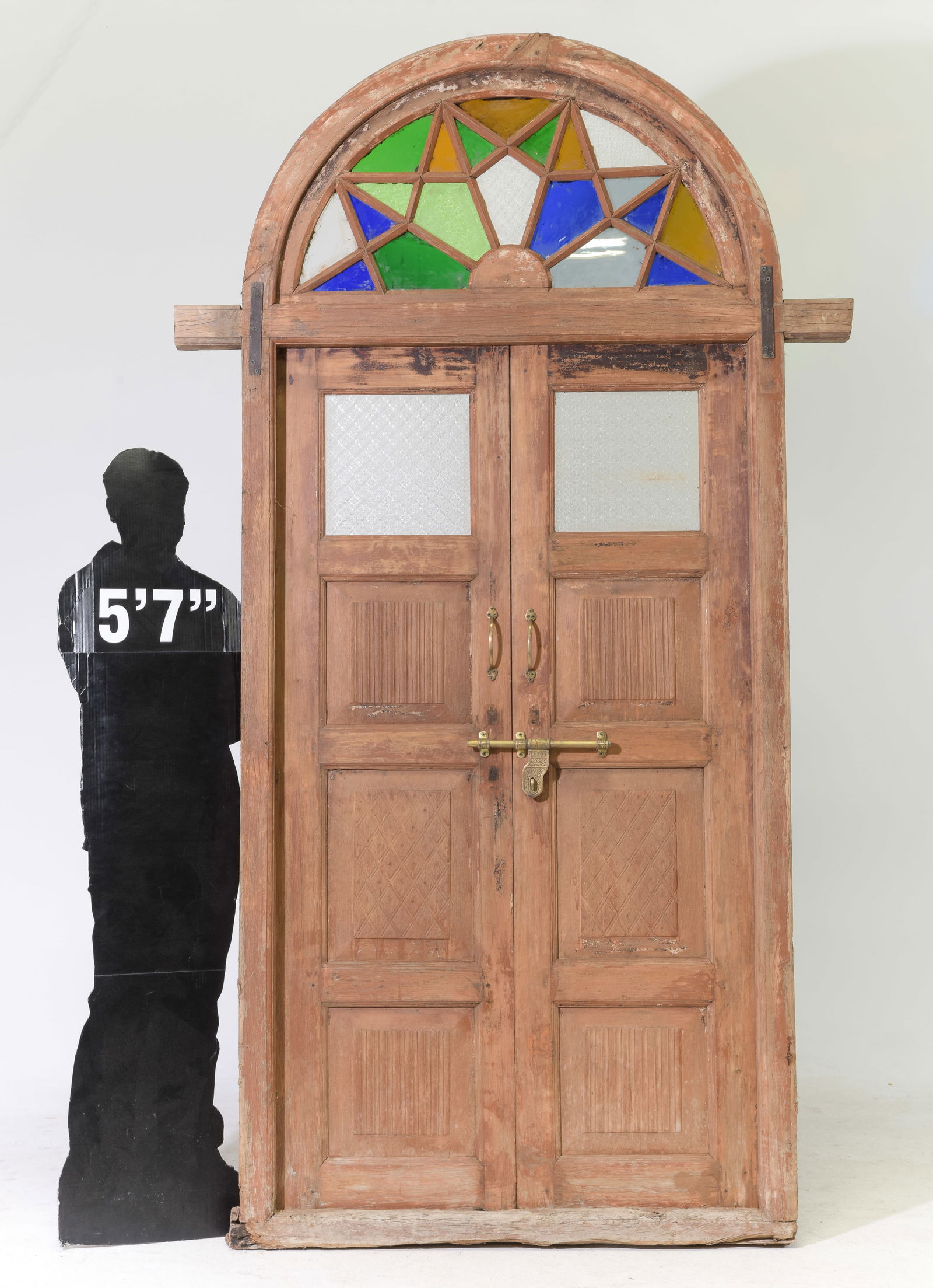 Large Arch Top Door with Stained Glass: Large Arch Top Door with Stained Glass - 100 in tall x 57 x 4.5
