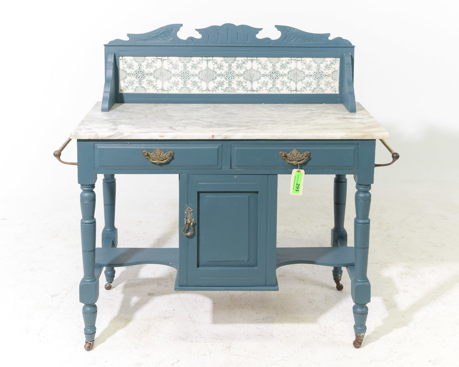 British Painted Pine Marble Top Washstand (1 of 7)