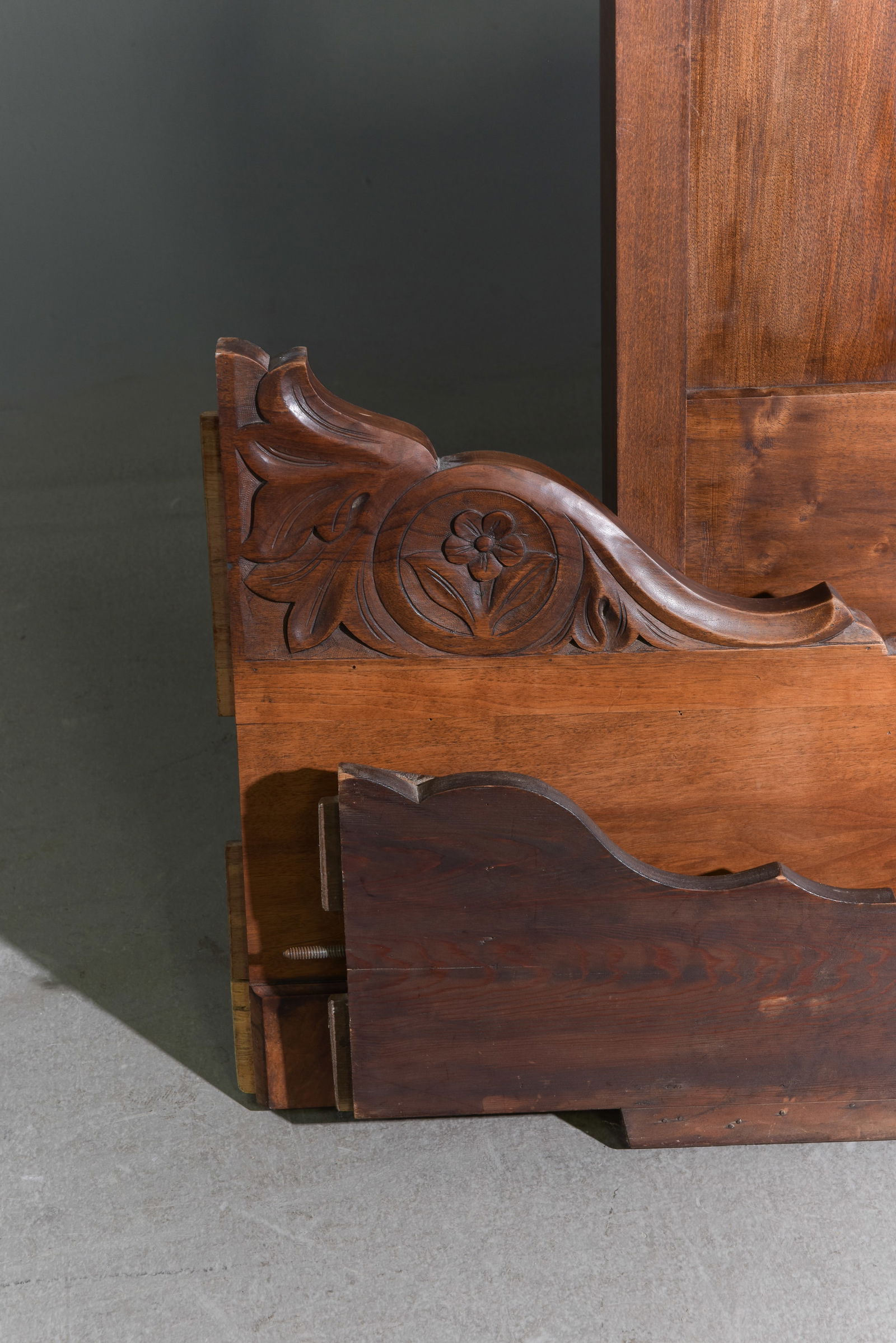 French Walnut Bed with Rails - 2