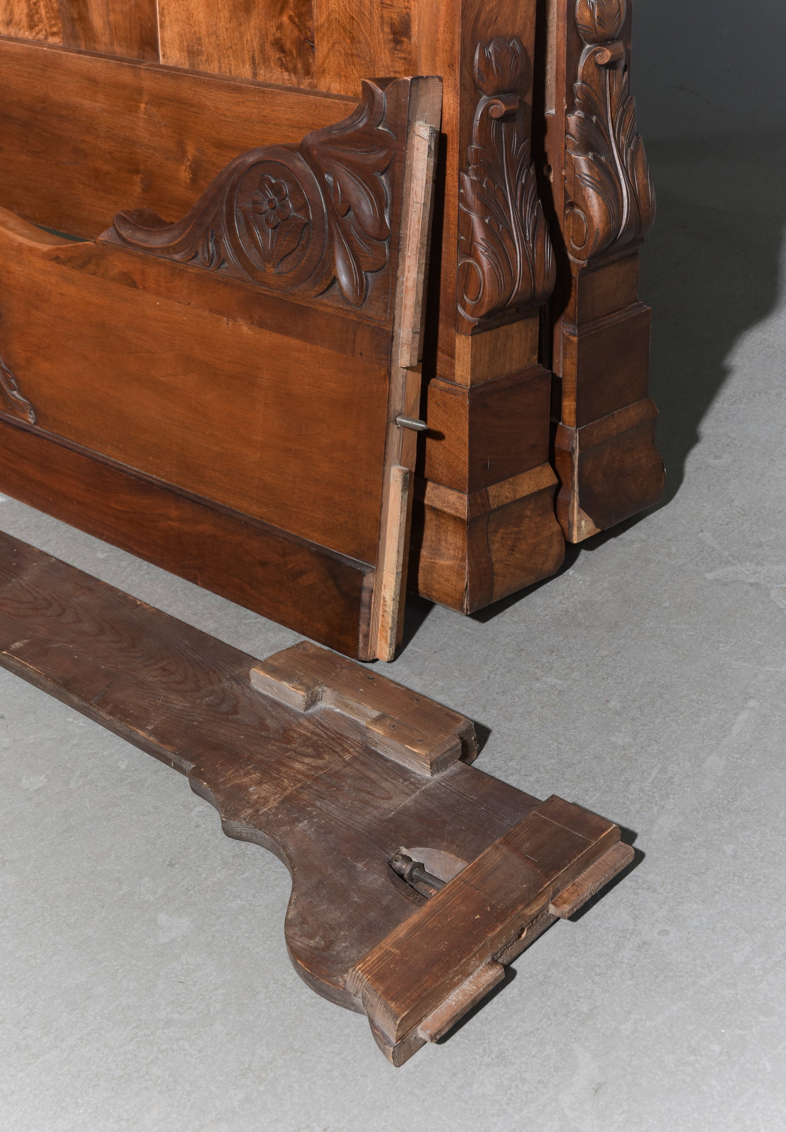 French Walnut Bed with Rails - 6