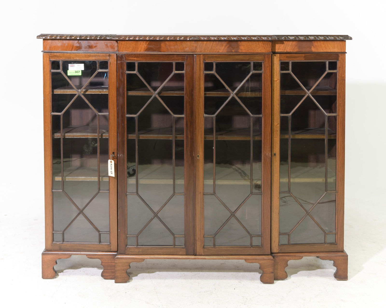 British Mahogany Four Door Bookcase c.1930's: British Mahogany Four Door Bookcase c.1930's-40's - 48.5 in tall x 60.5 x 14