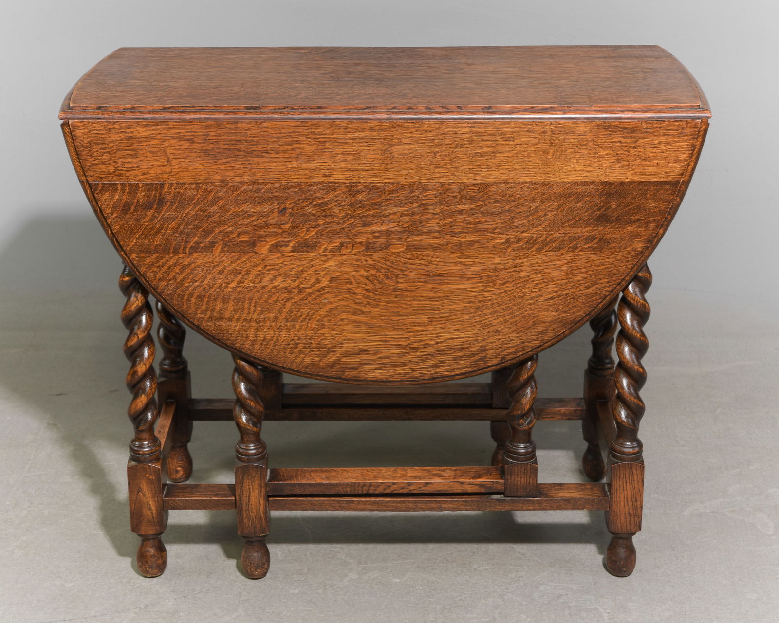 British Oak Barley Twist Drop Leaf Table #1: British Oak Barley Twist Drop Leaf Table c.1930's-40's - 30 in tall x 36 x 17, Leaves add an additional 16 inches each
