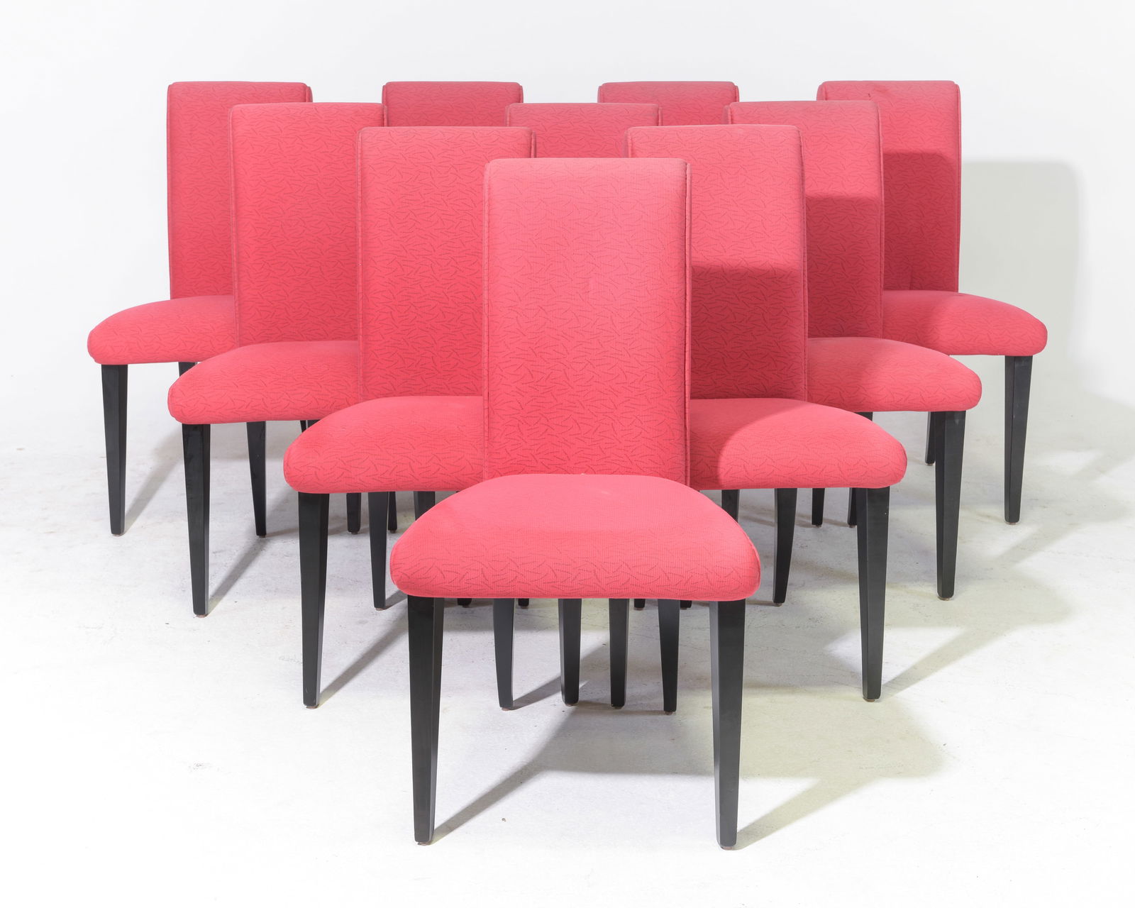 Italian Set of 10 Red Upholstered Modern Chairs: Italian Set of 10 Red Upholstered Modern Chairs - Cattelan Italia - 36 in tall x 20 x 22 each with a seat height of 19 inches
