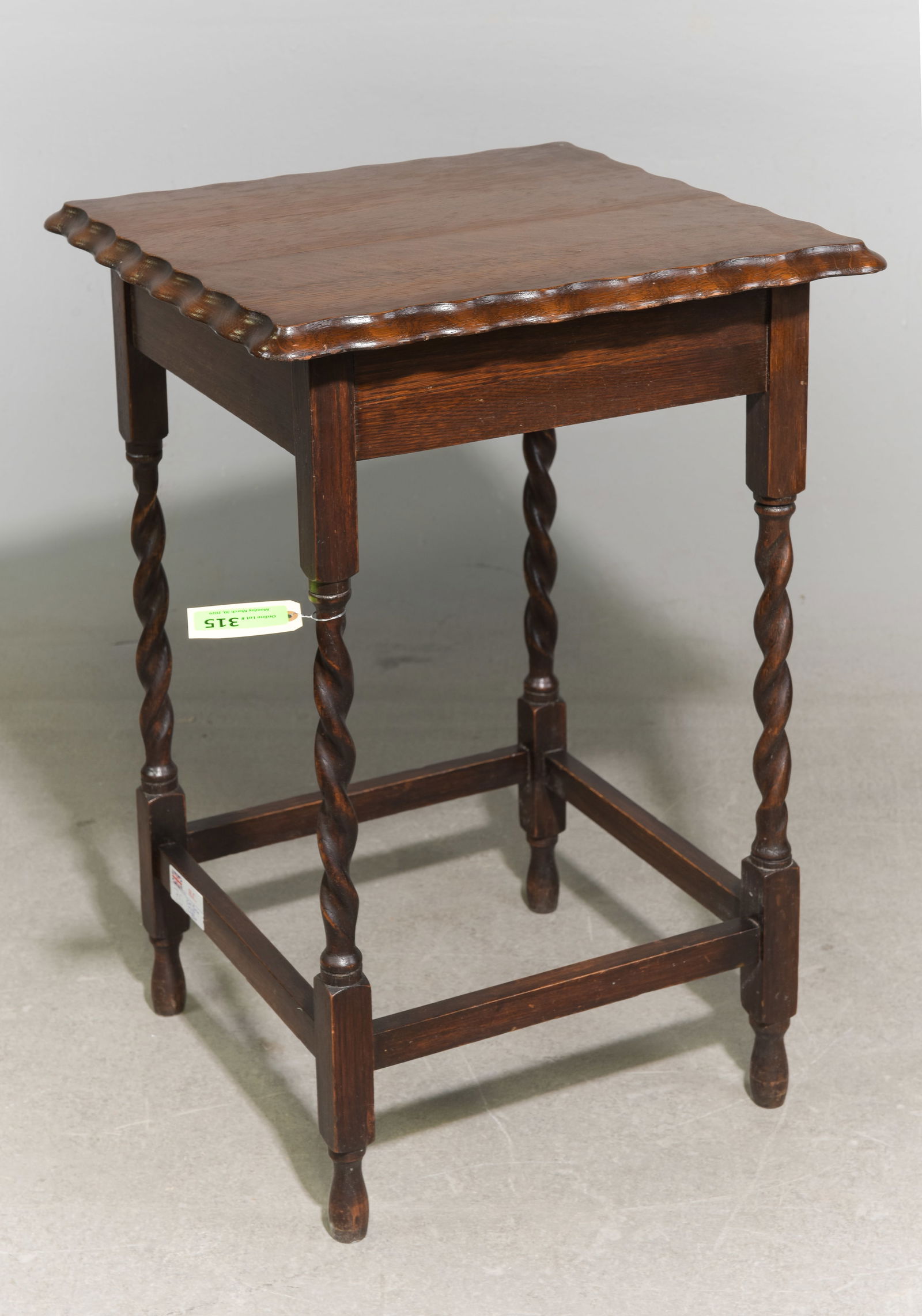 British Oak Barley Twist Occasional Table #2: British Oak Barley Twist Occasional Table c.1930's-40's - 28 in tall x 20 x 20