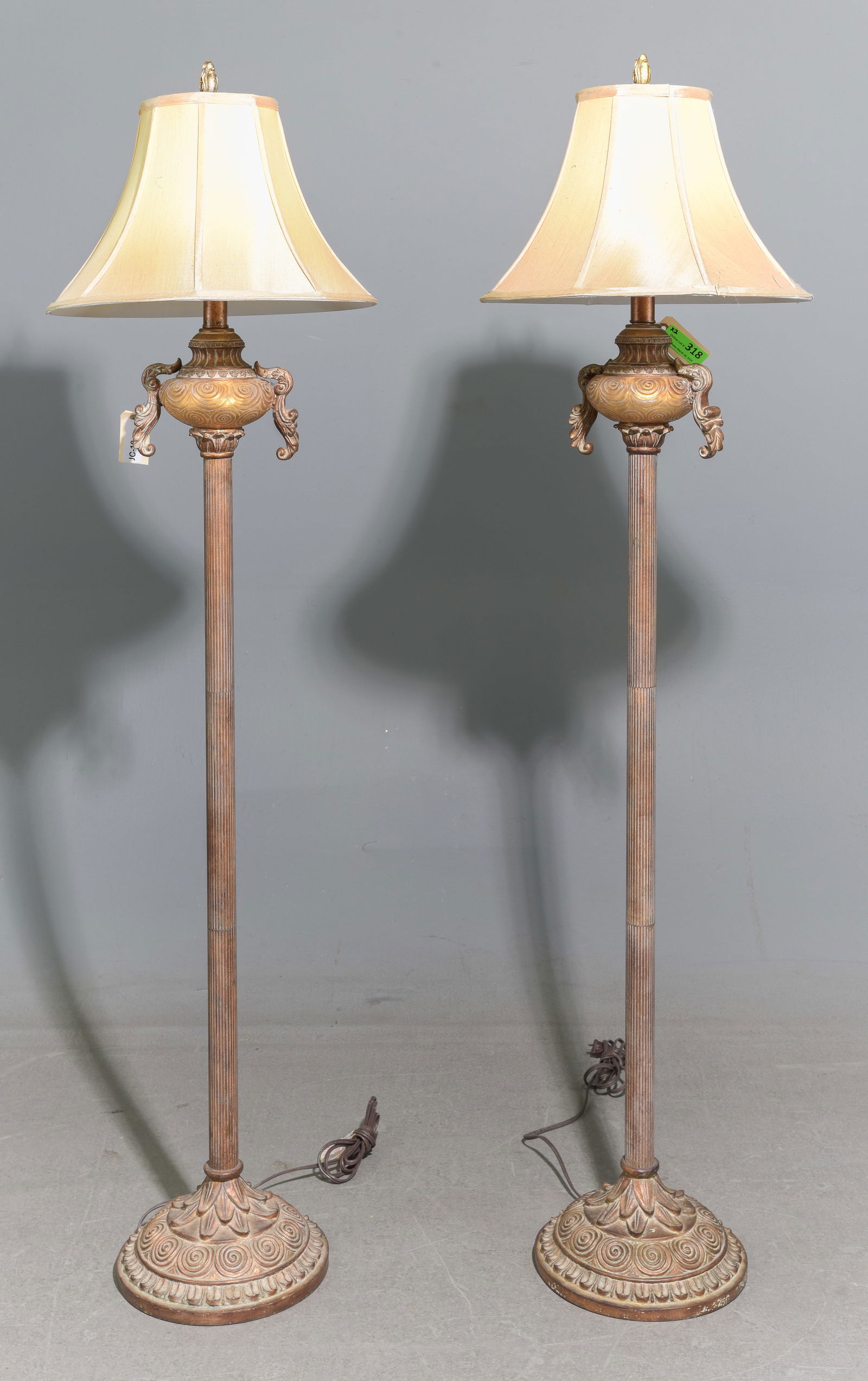 Pair of French / Italian Style Floor Lamps: Pair of French / Italian Style Floor Lamps - 61 in tall x 17 inch diameter counting the shade