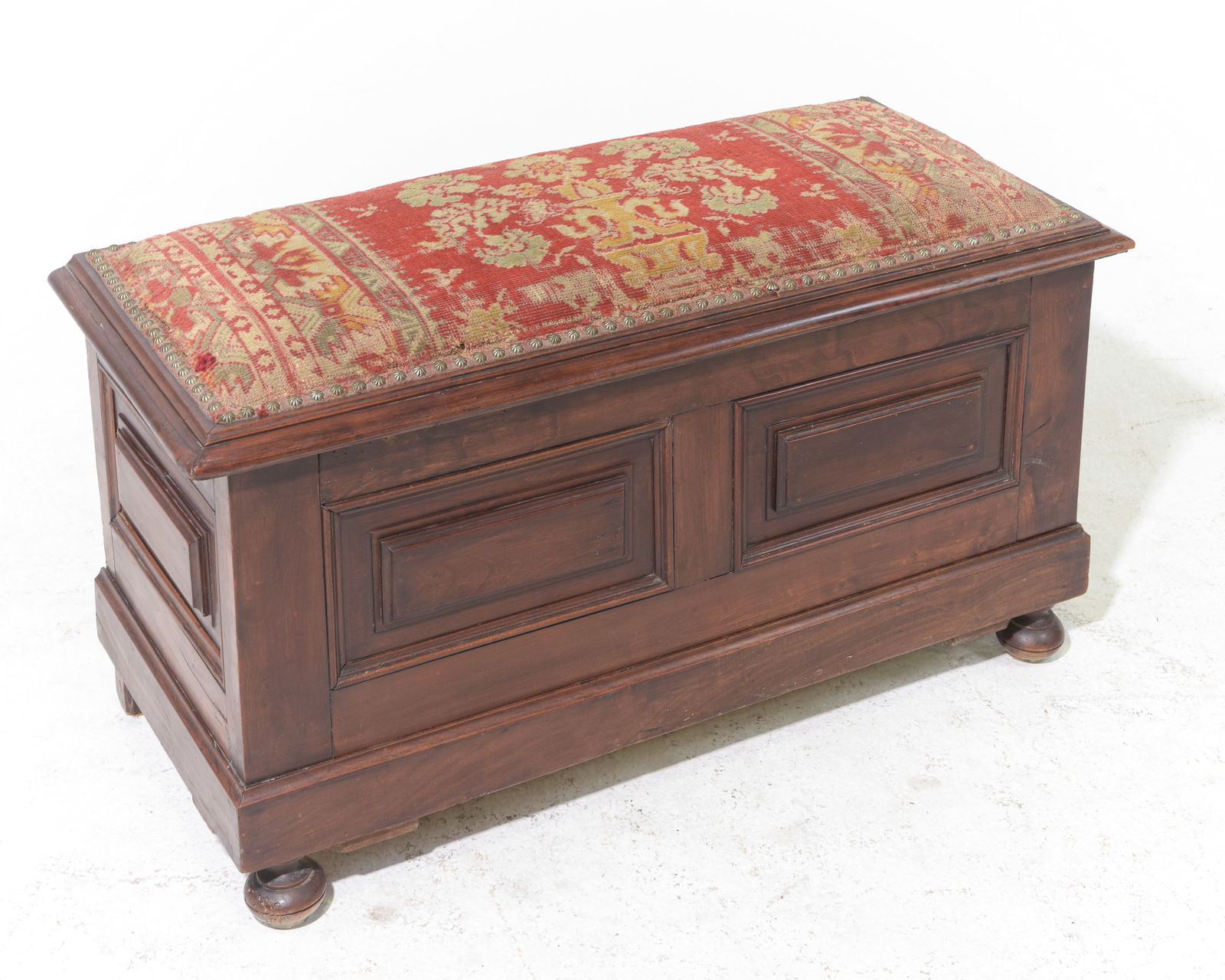 French Walnut Upholstered Blanket Chest / Trunk: French Walnut Upholstered Blanket Chest / Trunk - 18.5 in tall x 36 x 16