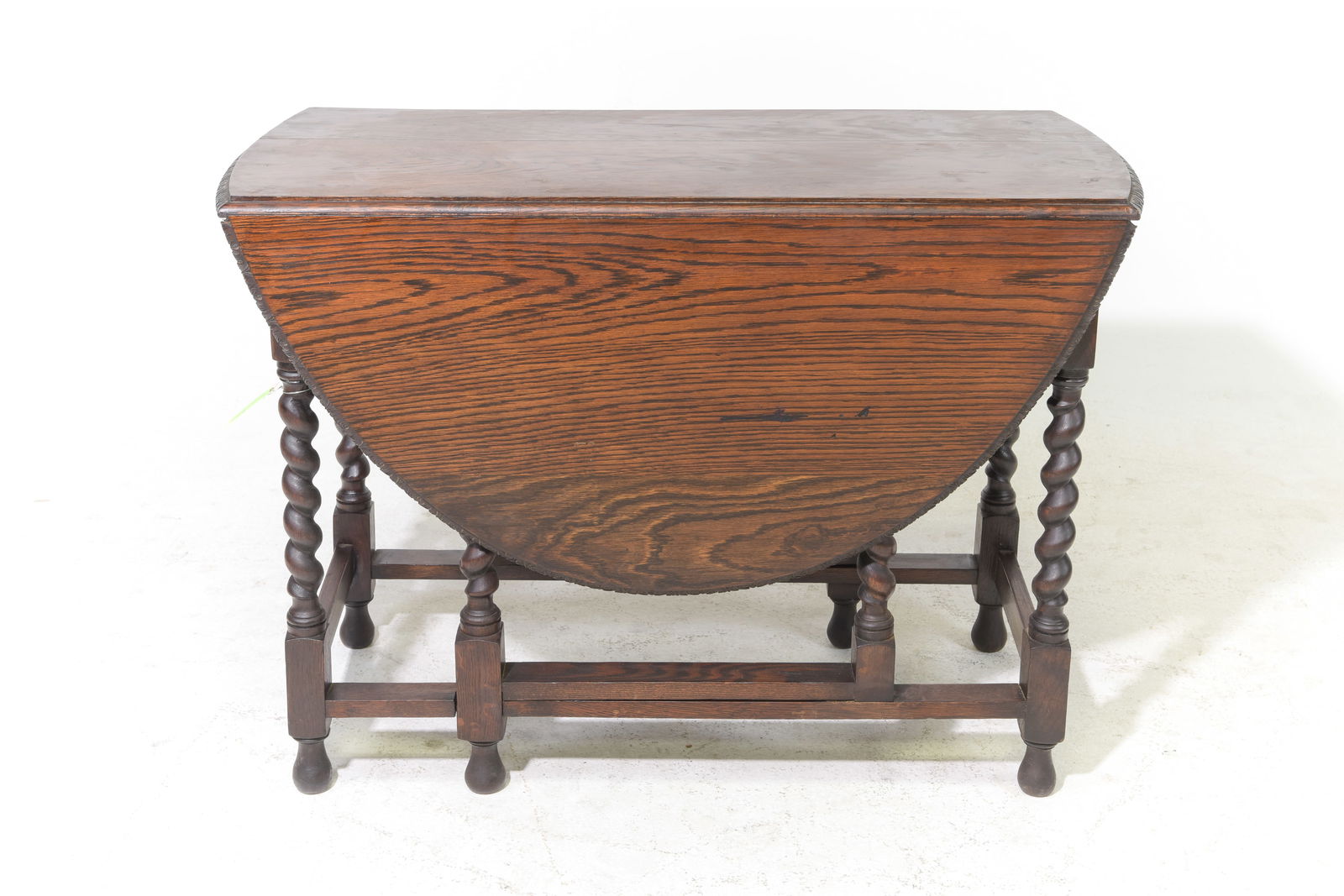 British Oak Barley Twist Drop Leaf Table #1: British Oak Barley Twist Drop Leaf Table c.1930's-40's - 28.5 in tall x 41 x 18.5, Leaves add an additional 18 inches each