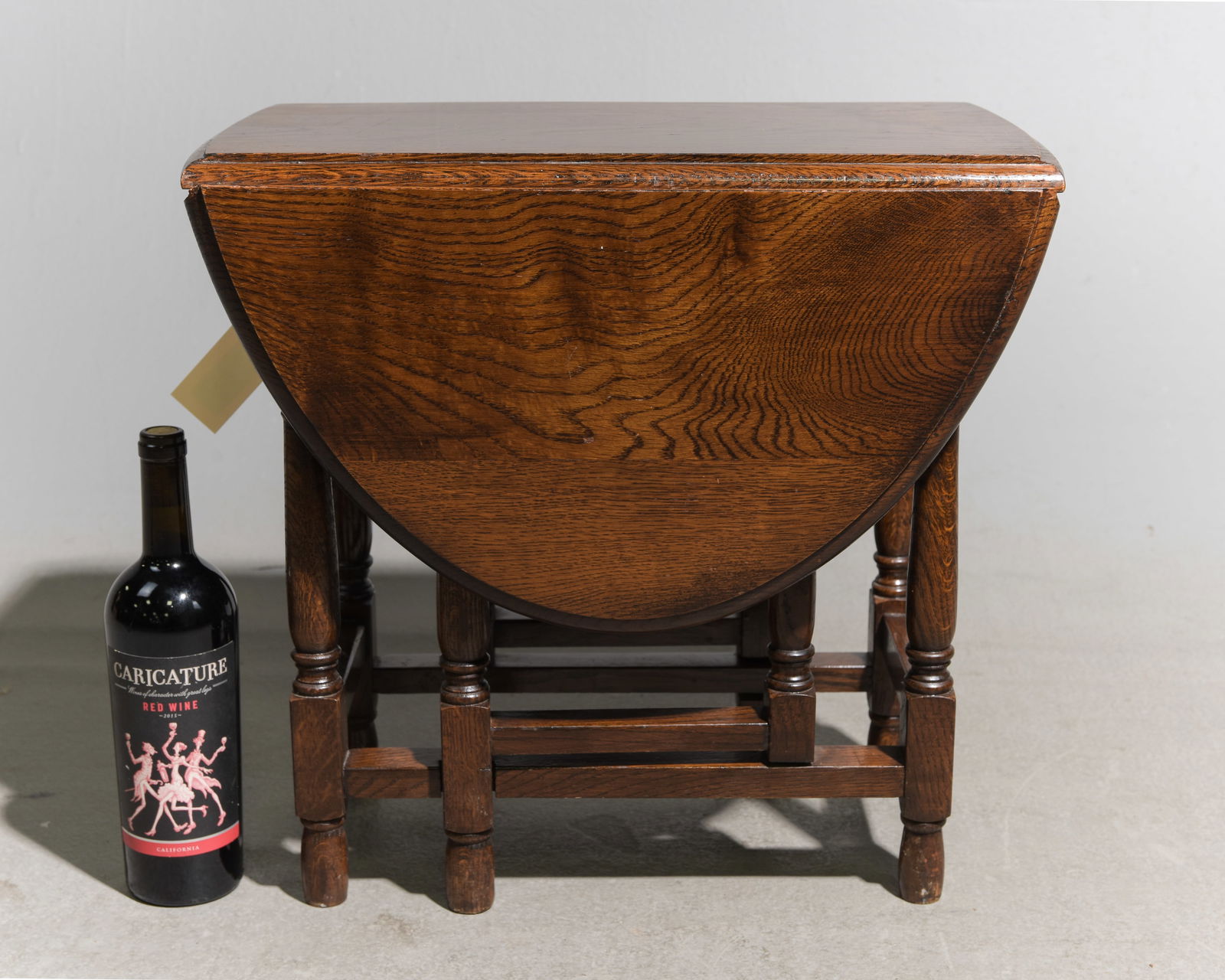 British Petite Oak Drop Leaf Table: British Petite Oak Drop Leaf Table c.1930's-40's - 18 in tall xd 20 x 11.5, Leaves add an additional 10 inches each