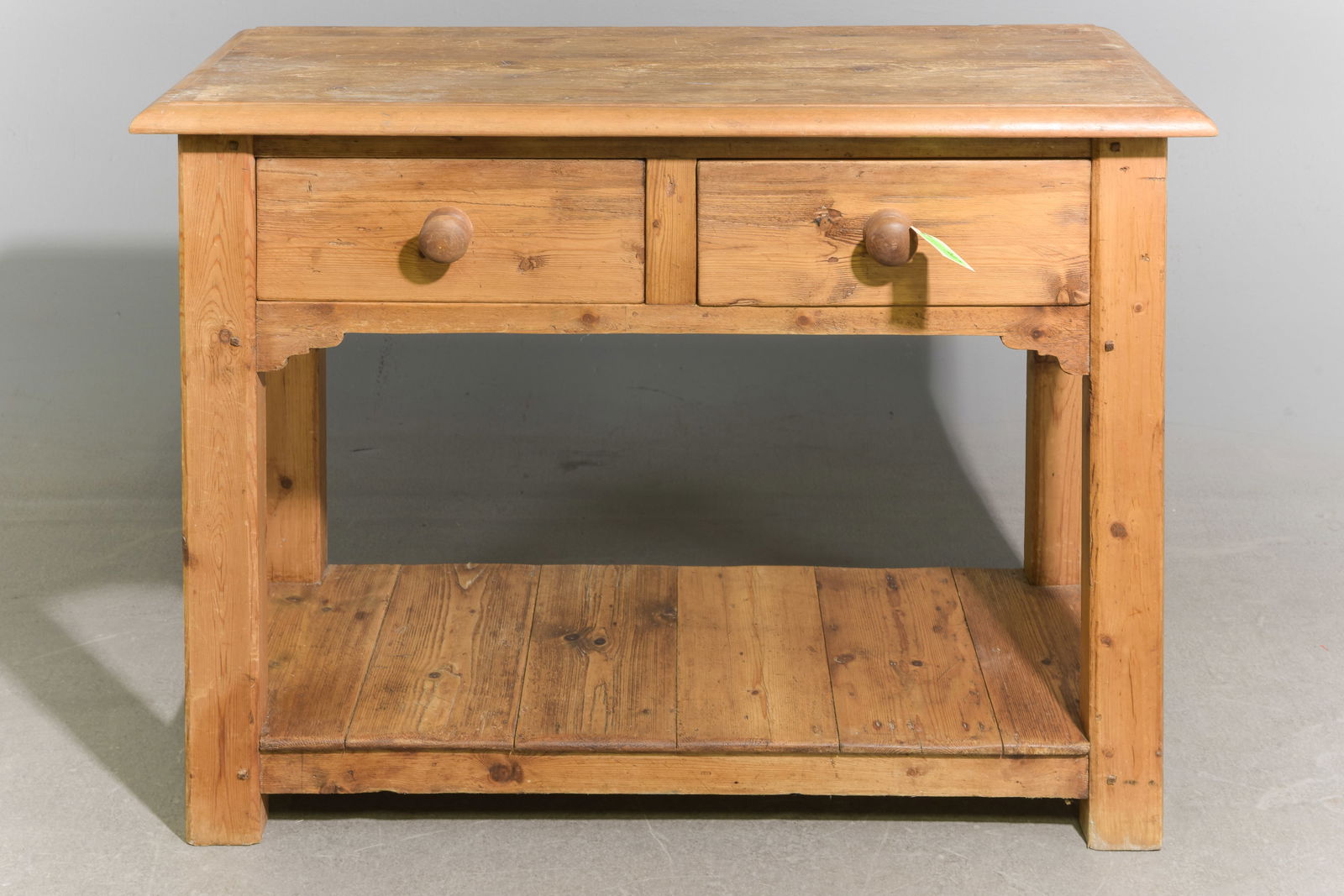 British Pine Two Drawer Hall Table c.1930's: British Pine Two Drawer Hall Table c.1930's-40's - 31 in tall x 42 x 19