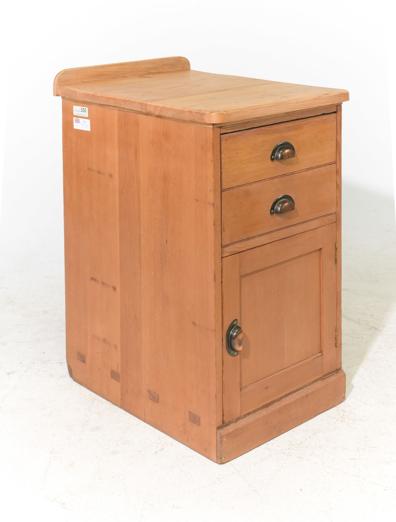 British Pine Two Drawer Cabinet c.1950's: British Pine Two Drawer Cabinet c.1950's-60's - 34 in tall x 19.5 x 22