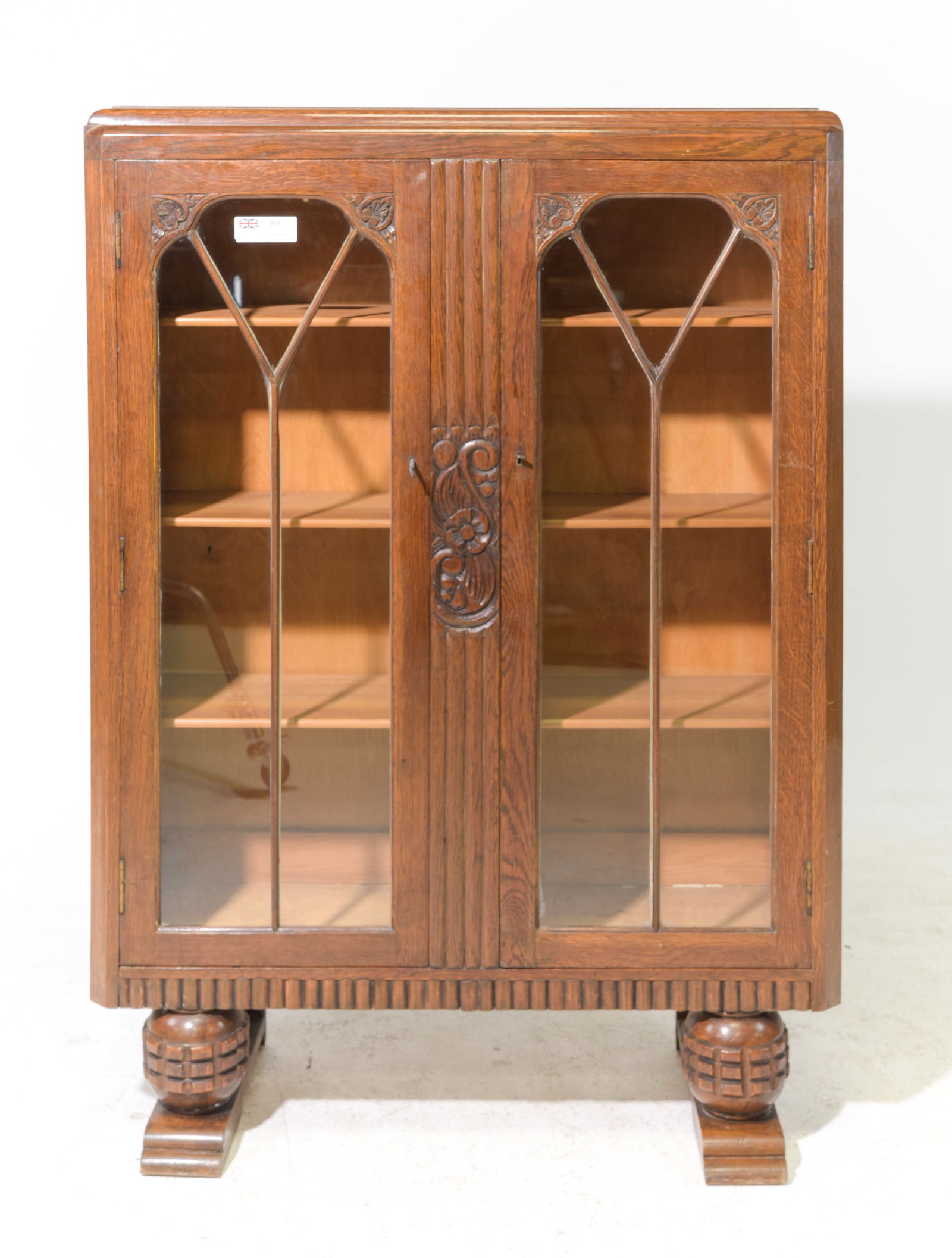 British Oak Double Door Bookcase c.1930's (1 of 3)