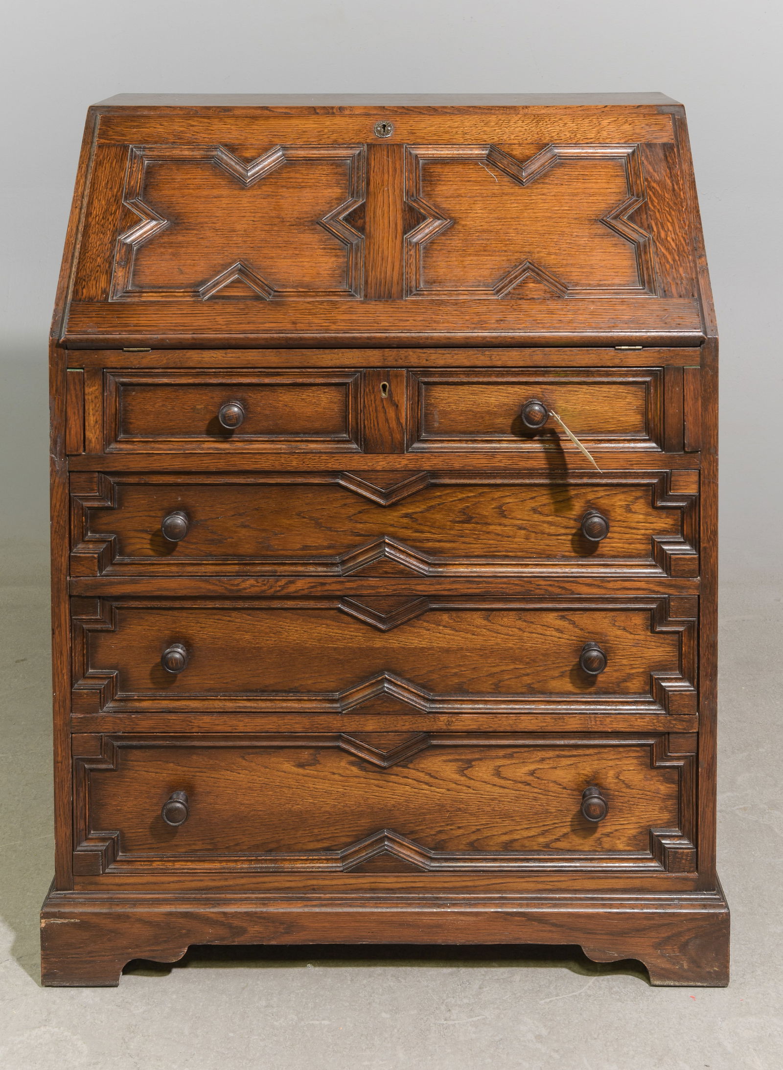 Jacobean Oak Drop Front Desk / Bureau (1 of 3)