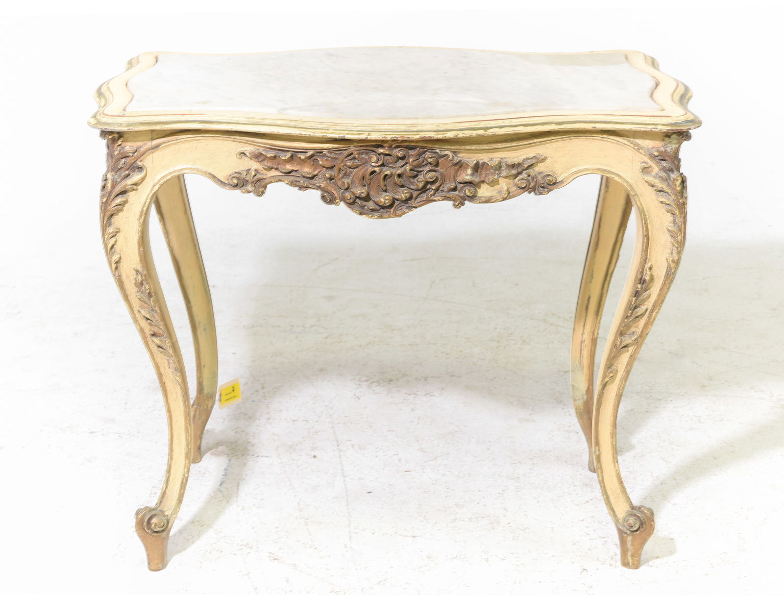 Louis XV Style Painted White Marble Top Side Table (1 of 4)
