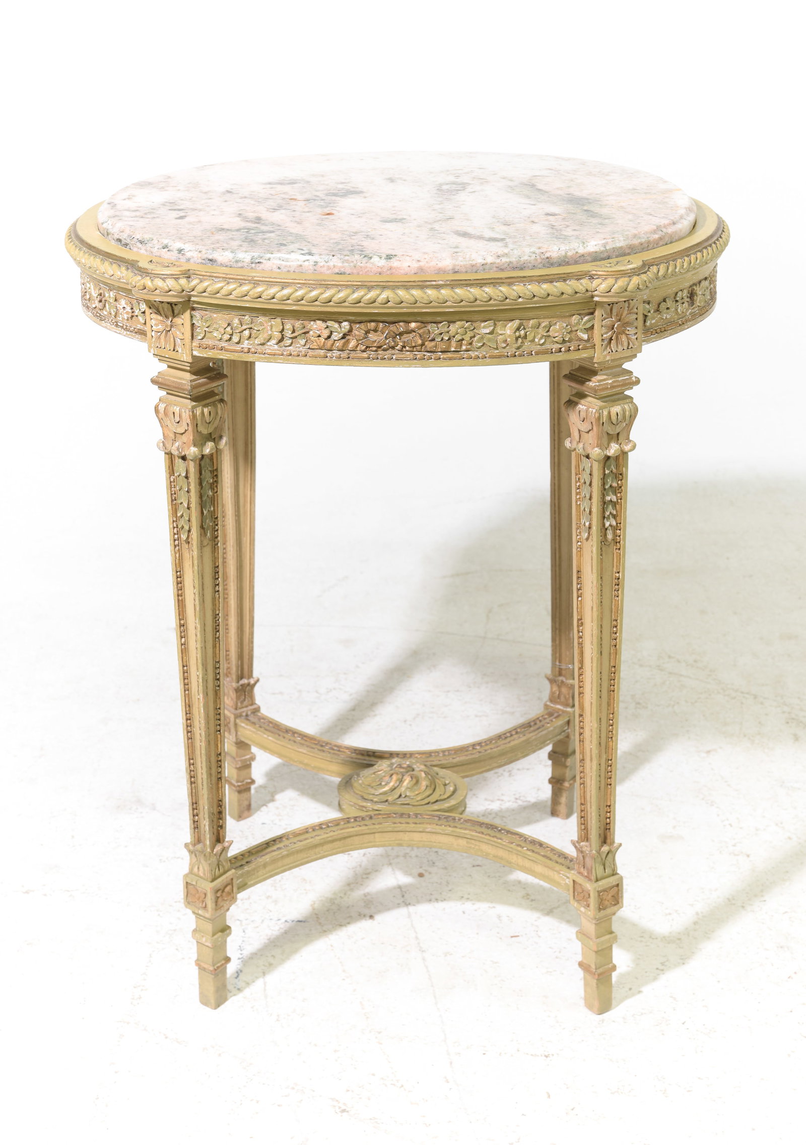 Louis XVI Style Marble Top Oval Occasional Table (1 of 4)