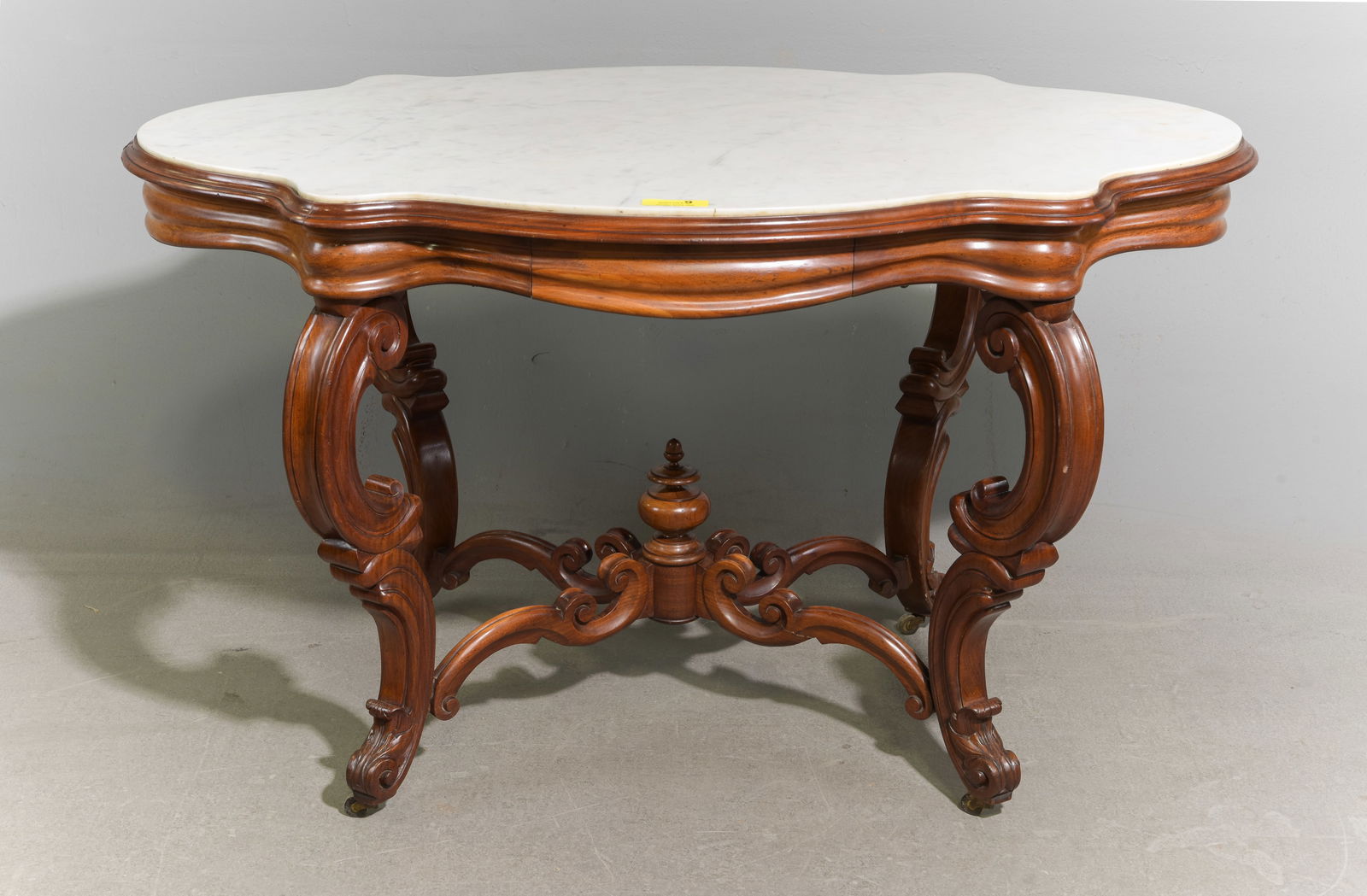 Victorian Style White Marble Top Mahogany Table (1 of 5)