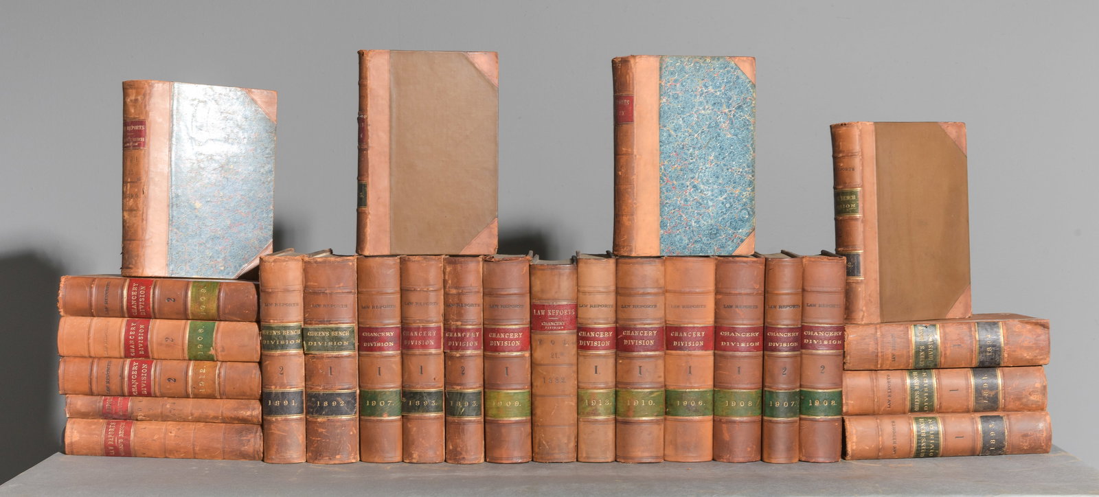 25 Assorted Leather Bound European Books: 25 Assorted Leather Bound European Books - 9.5 in tall x 7 x 2.5