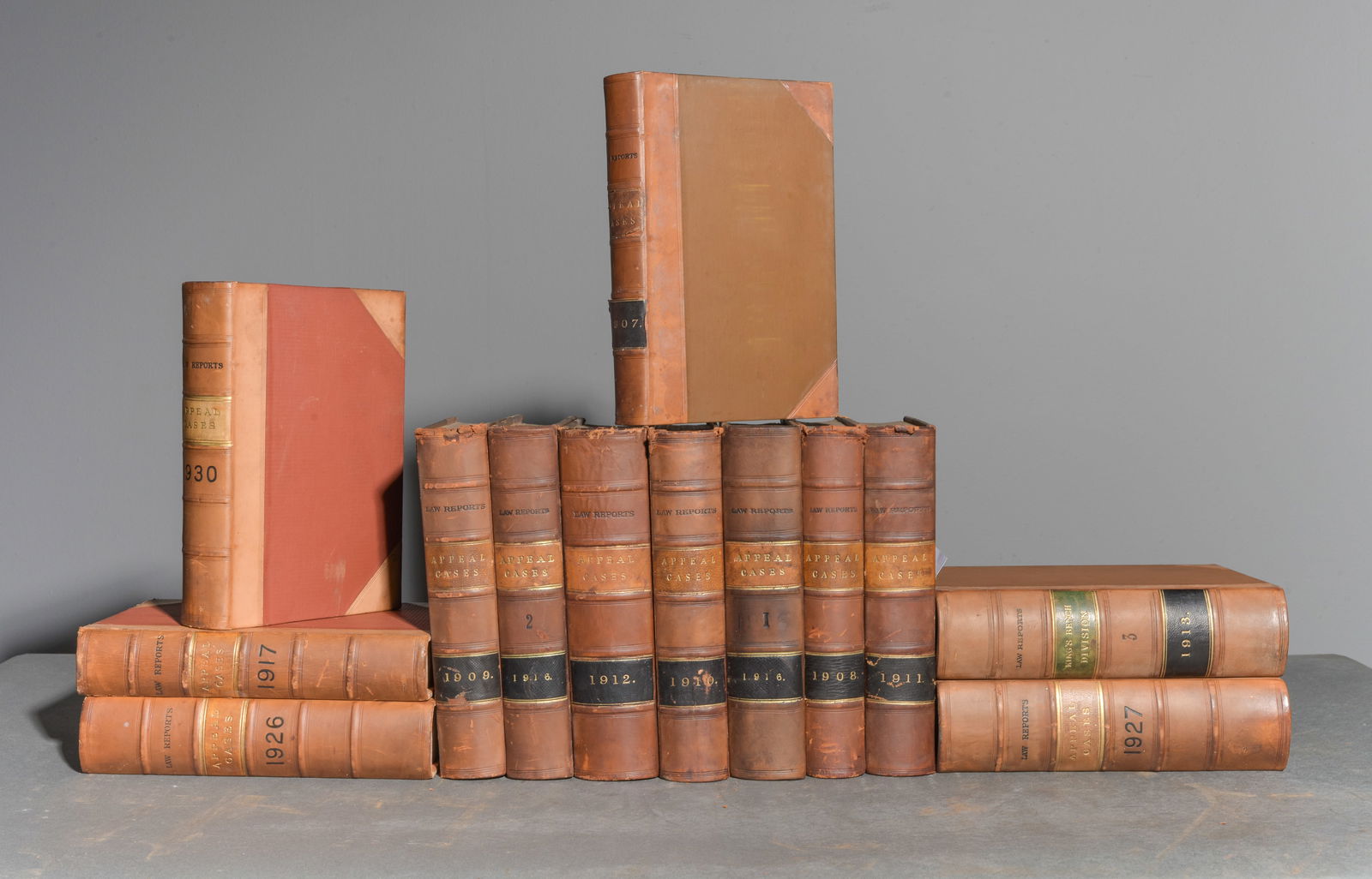 13 Assorted Leather Bound European Books: 13 Assorted Leather Bound European Books - 9.75 in tall x 6.5 x 2.5