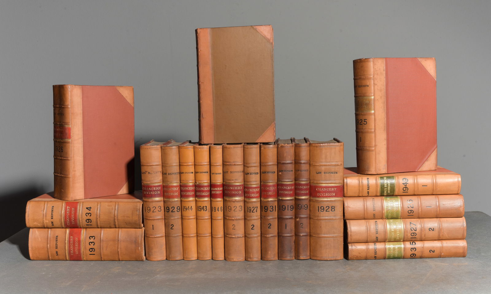 20 Assorted Leather Bound European Books: 20 Assorted Leather Bound European Books - 9.5 in tall x 7 x 3