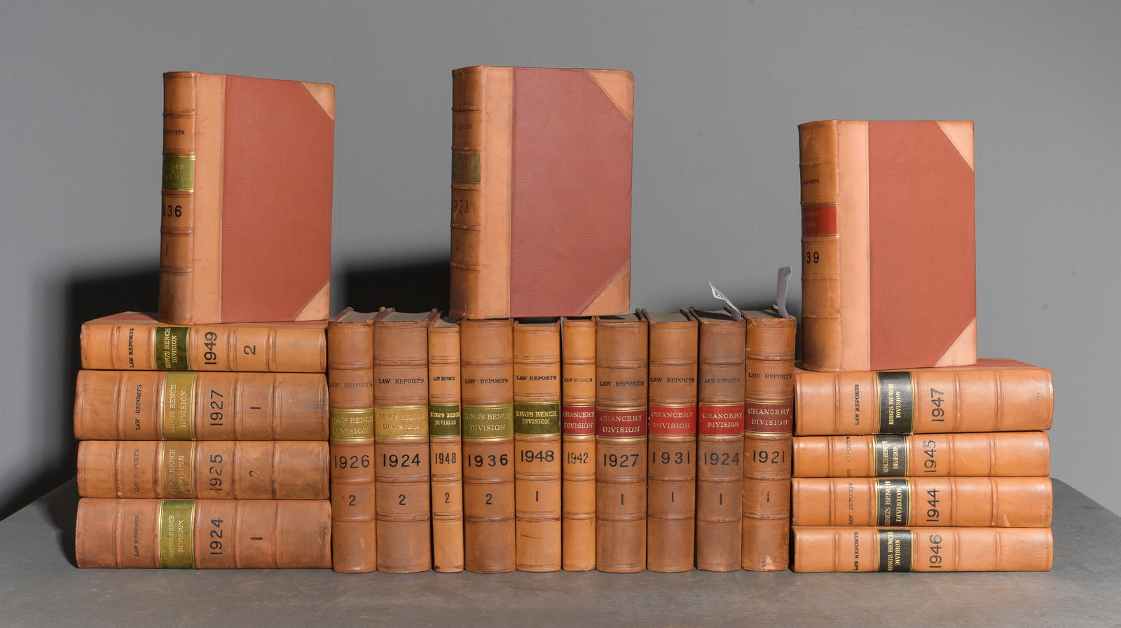 21 Assorted Leather Bound European Books: 21 Assorted Leather Bound European Books - 9.5 in tall x 6.5 x 2.5