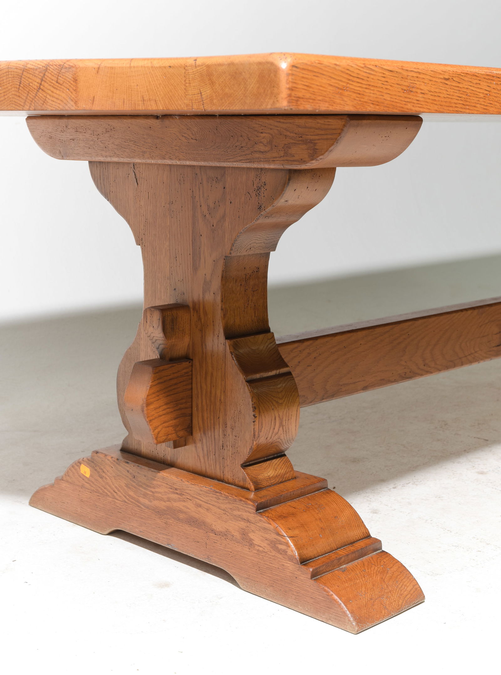 French Solid Oak Trestle Base Monastery Table - 5