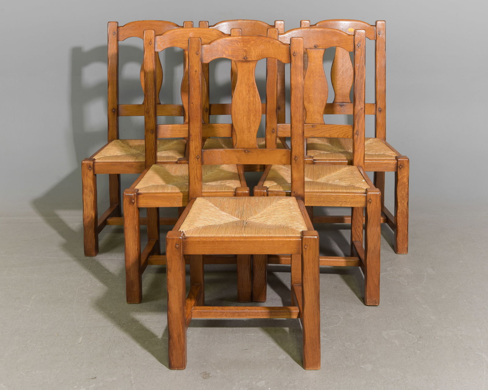 French Set of 6 High Back Rush Seat Chairs (1 of 5)